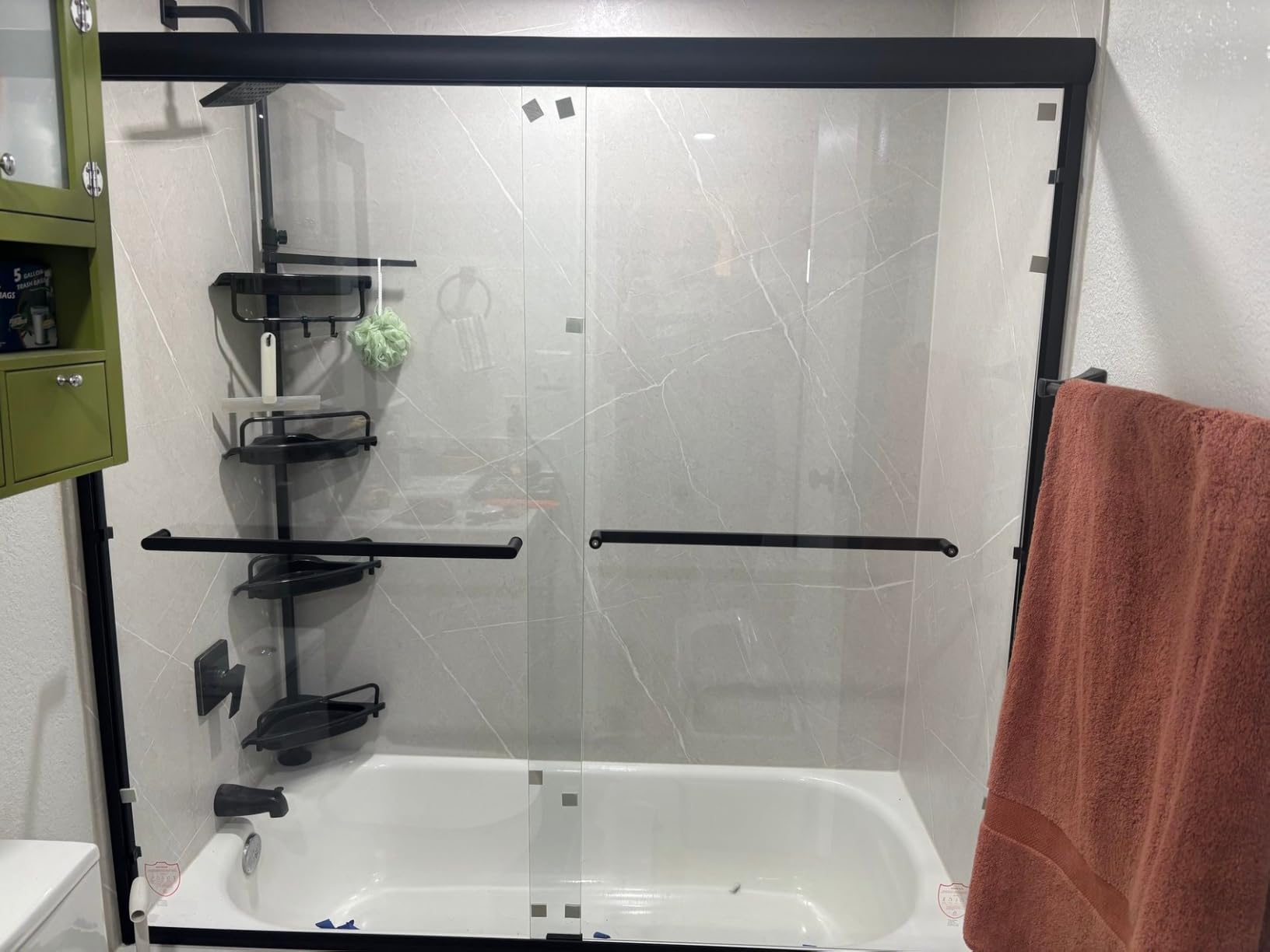 Double Sliding Glass Shower Door, 56-60 in W x 72 in H, Chrome Aluminum Frame, 1/4 in(6mm) High-Strength Tempered Glass Shower Door, for Walk-in Showers customer photo 2