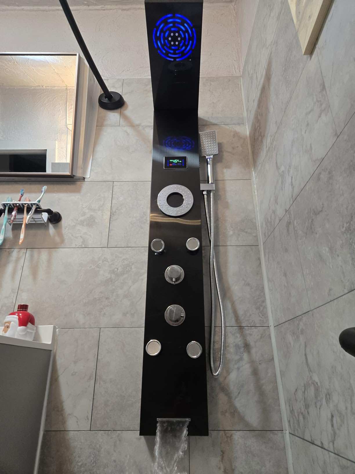 VEVOR Shower Panel Tower System with Rainfall Shower Head, 53 in Brushed Stainless Steel Shower Column, 3-Function Faucet, High Pressure Wall-Mount Rain Massage System, with Large Body Jet, Handheld customer photo 2