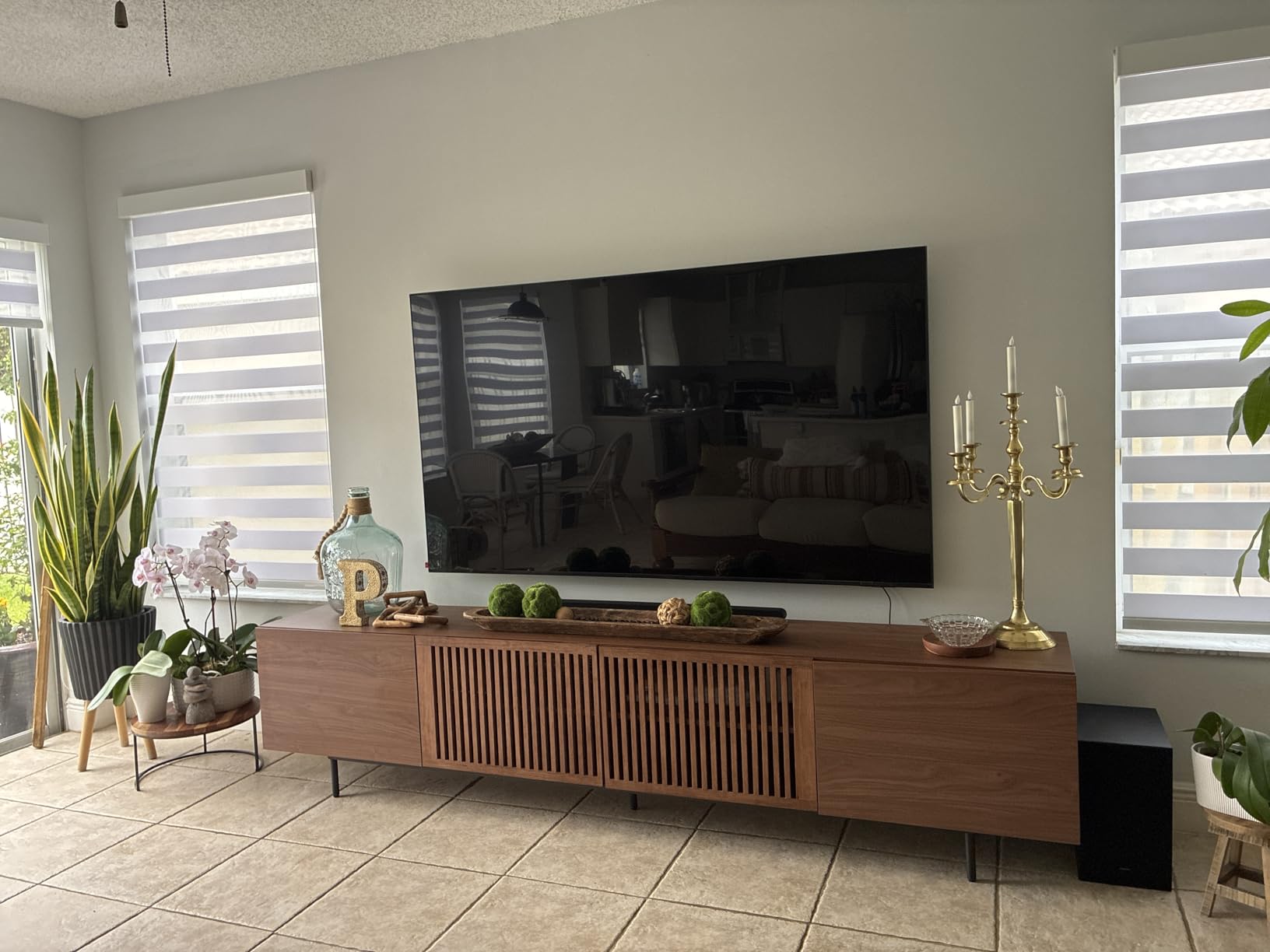 94.48 Inch Mid Century Modern TV Stand for Living Room, Walnut | Entertainment Center for 75+ Inch TVs, 4 Doors, Adjustable Shelf, Big Cable Hole, TV Console Cabinet with Storage, Bedroom customer photo 1