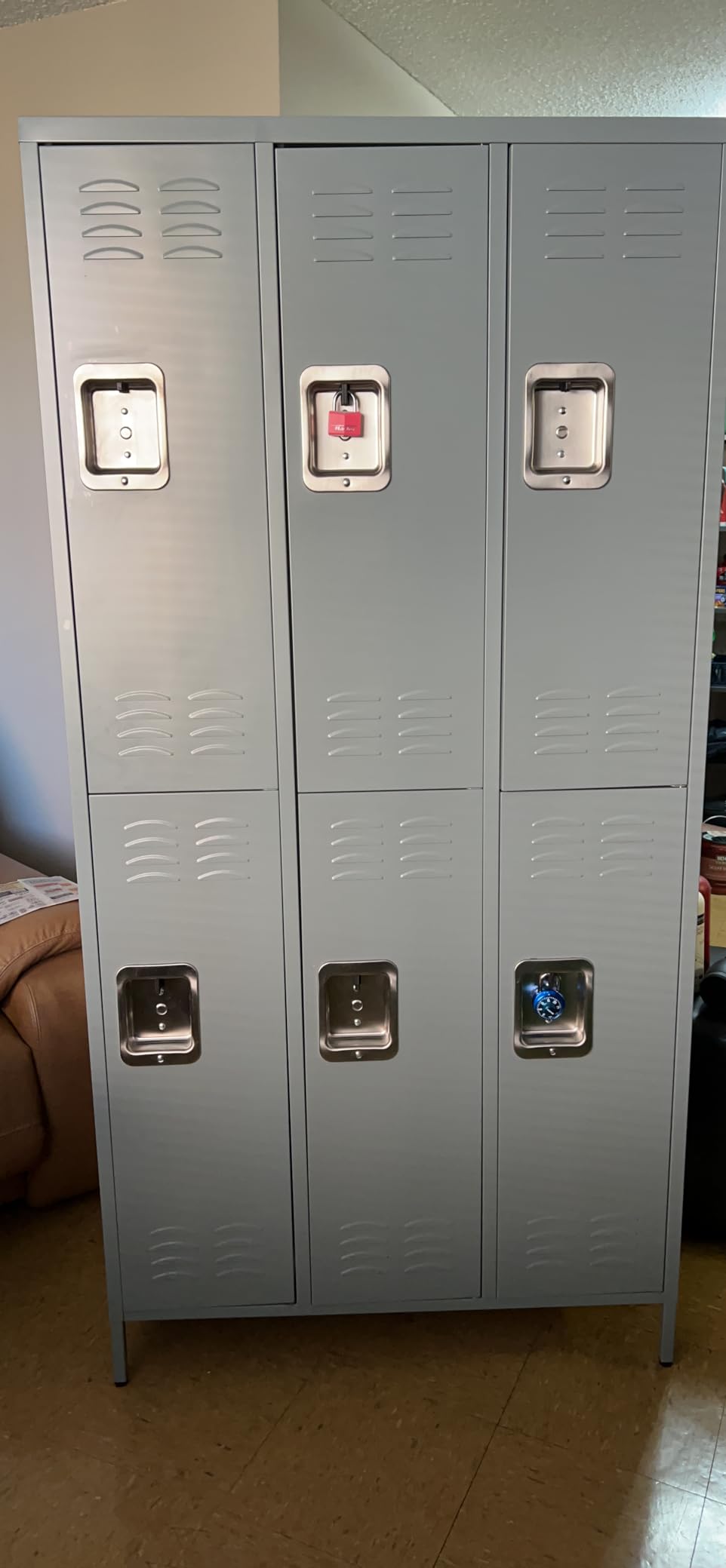 Aobabo 6 Door Metal Employee Lockers,72 in,Black | Ventilated steel compartments with name-card slots and interior hooks for offices, gyms, breakrooms, and staff areas customer photo 2