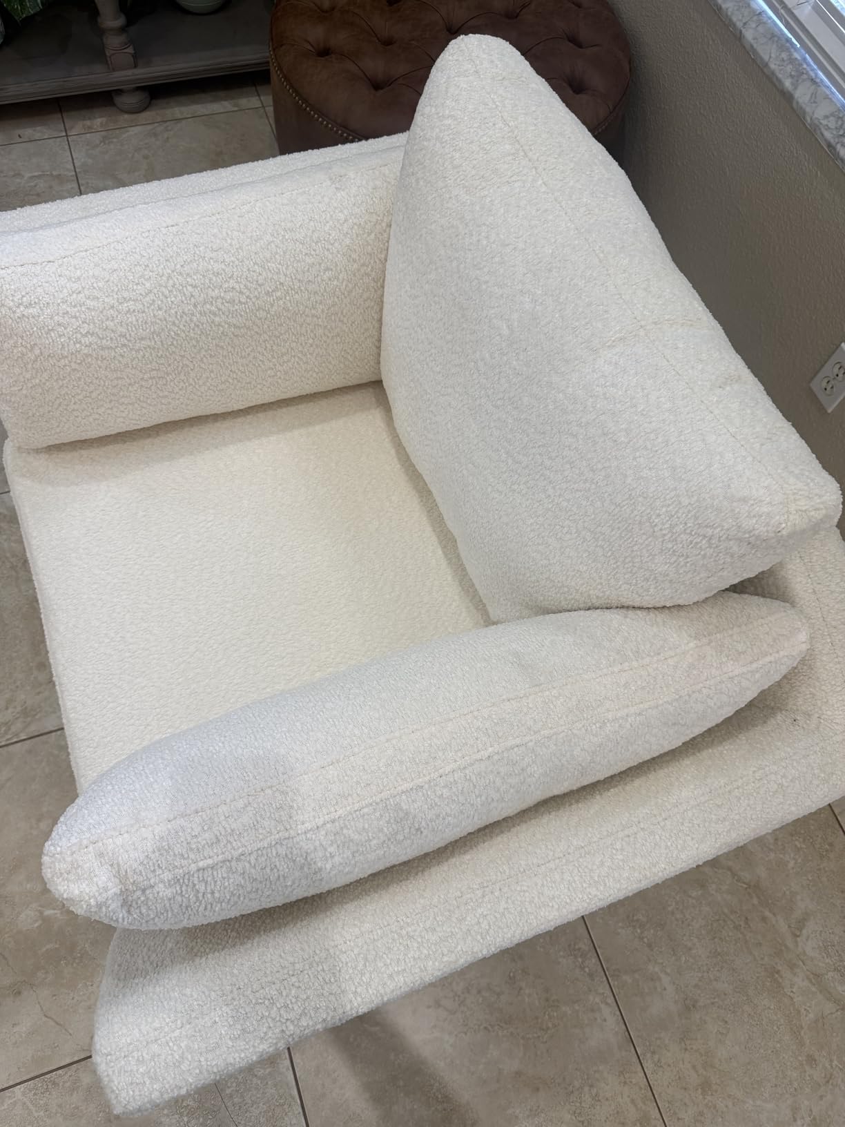 VANOMi Large-Sized Accent Chair, Thick Cushion Bedroom Reading Chair, Comfortable Living Room Single Sofa, Boucle Milky White customer photo 2