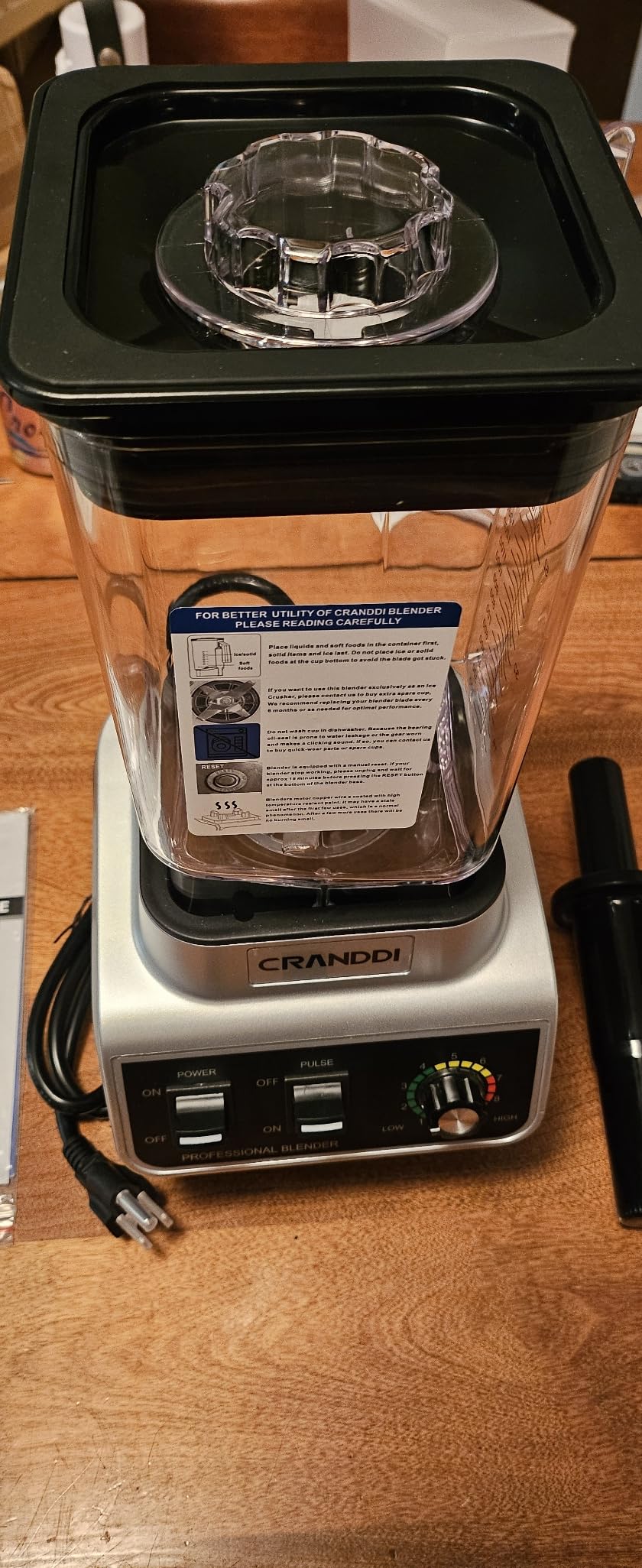 CRANDDI Professional Commercial Blender, Max 1500W, 80oz Pitcher, Powerful Blender with Tamper for Smoothie, Ice Crushing, Variable 9 Speeds Control, 110V, K96, Black customer photo 1