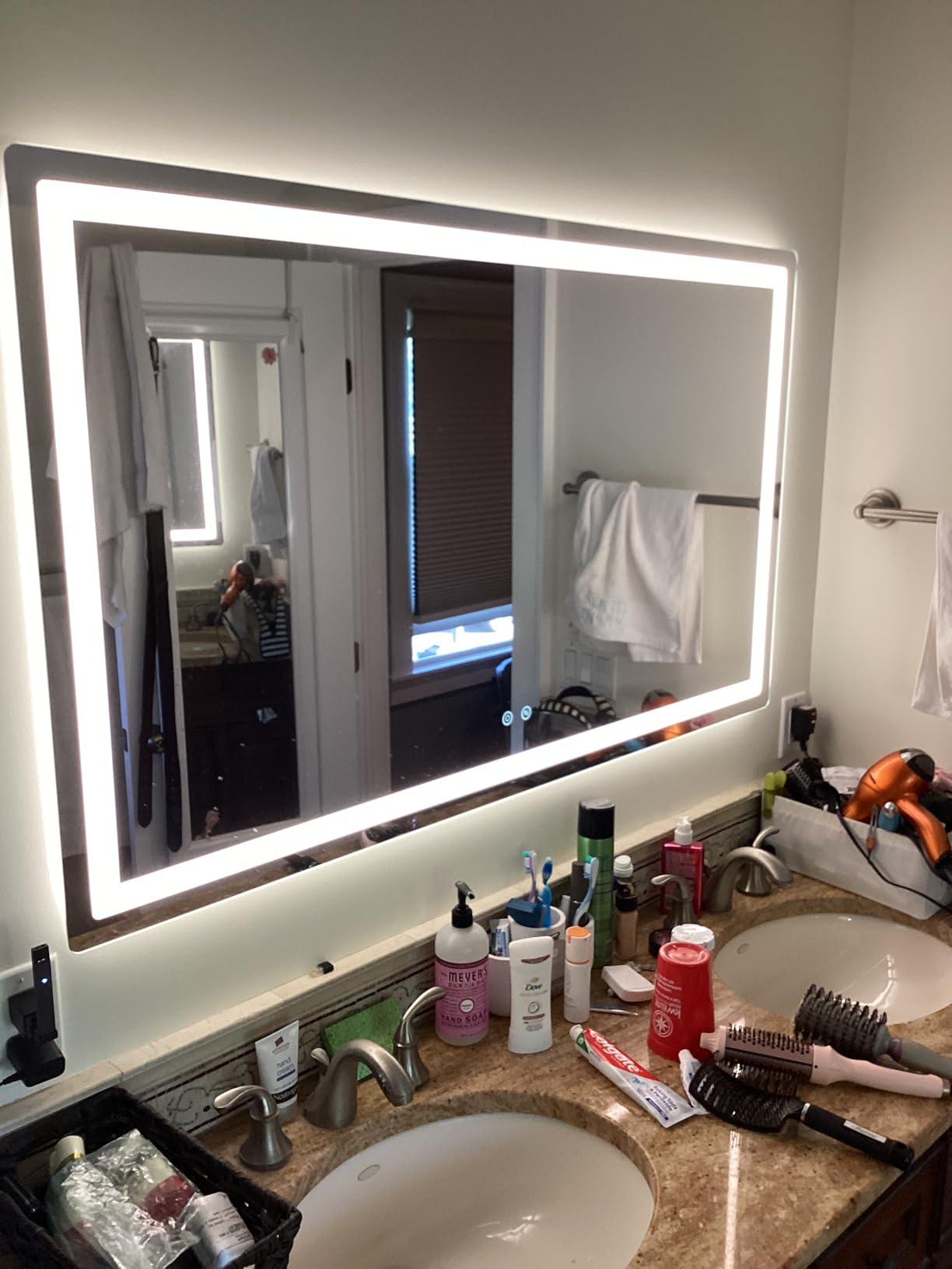 Delma 30x50 LED Bathroom Vanity Mirror with Lights, Anti-Fog, Dimmable | Front & Backlit with 3 Color Modes and Memory, 5mm Shatterproof Glass, Plug-in or Hardwired, Horizontal or Vertical customer photo 1