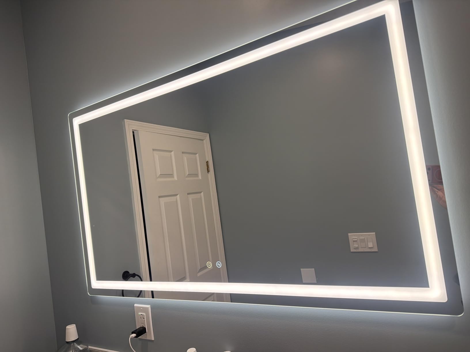 Delma 30x50 LED Bathroom Vanity Mirror with Lights, Anti-Fog, Dimmable | Front & Backlit with 3 Color Modes and Memory, 5mm Shatterproof Glass, Plug-in or Hardwired, Horizontal or Vertical customer photo 2