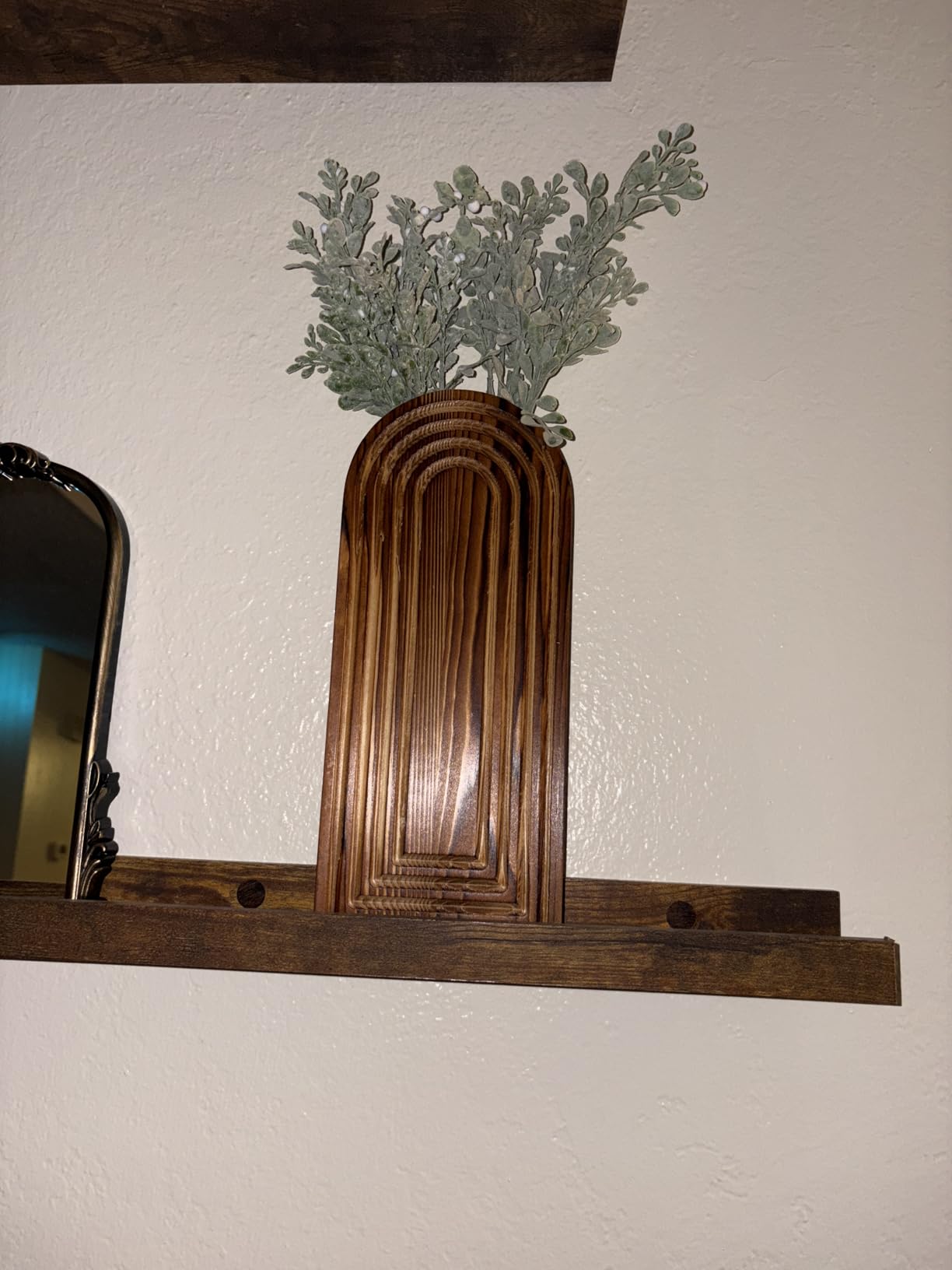 Wooden Wall Planter Vase Set of 2, Boho Hanging Planter for Indoor Plants & Flowers, Natural Wood Wall-Mounted Planters for Art Home Decor - Living Room, Bedroom, Bathroom, Patio (Brown) customer photo 2