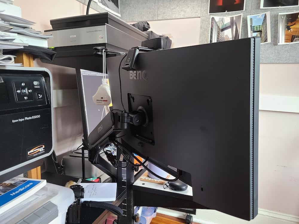MSI MPG MT201R V2 - Premium RGB Single Monitor Stand Arm, Supports 17-49 inch Screens and 44 lbs, VESA Compatible, Adjustable Heavy Duty Gas Spring Mount, Clamp and Grommet, Quick Release Plate - Gray customer photo 1