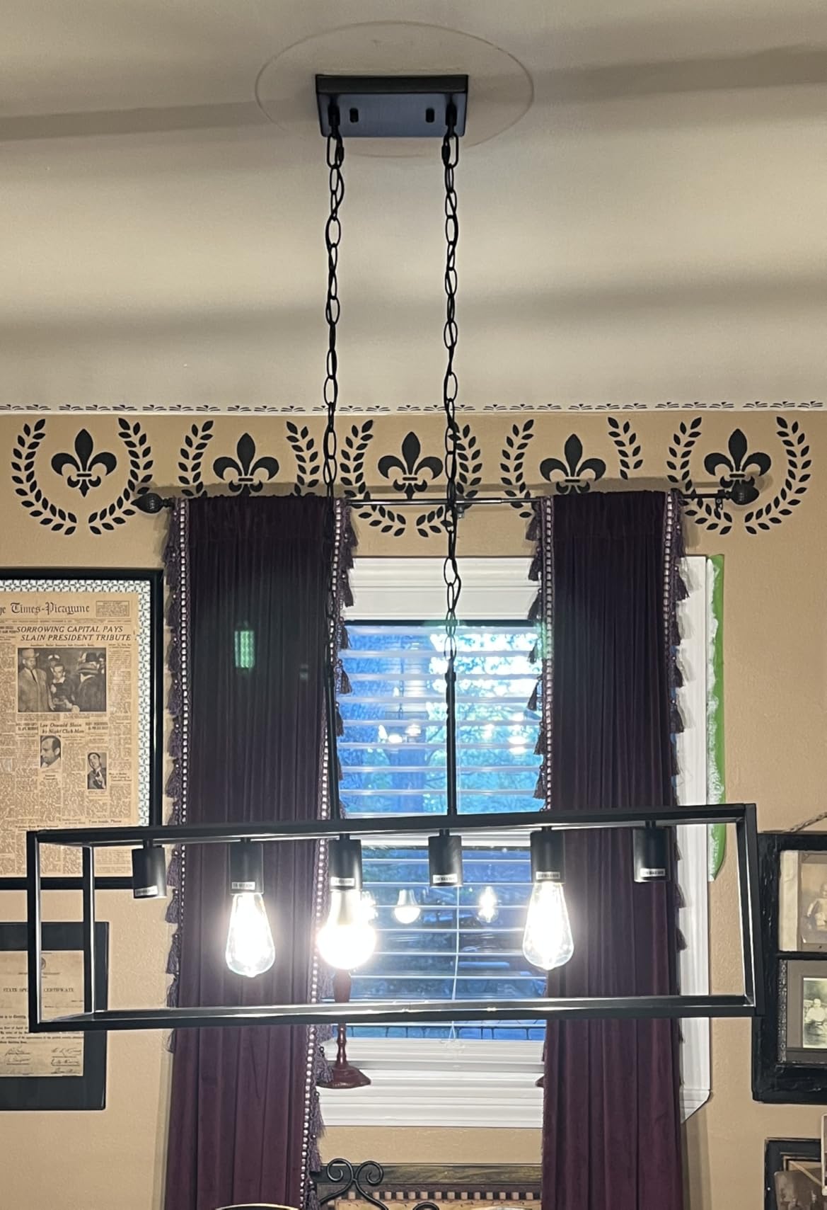 6 Light Black Chandeliers for Dining Room, Adjustable Height Linear Chandelier Kitchen Light Fixture, Modern Farmhouse Chandelier Rectangle Island Light for Kitchen Hanging Light Fixtures customer photo 1