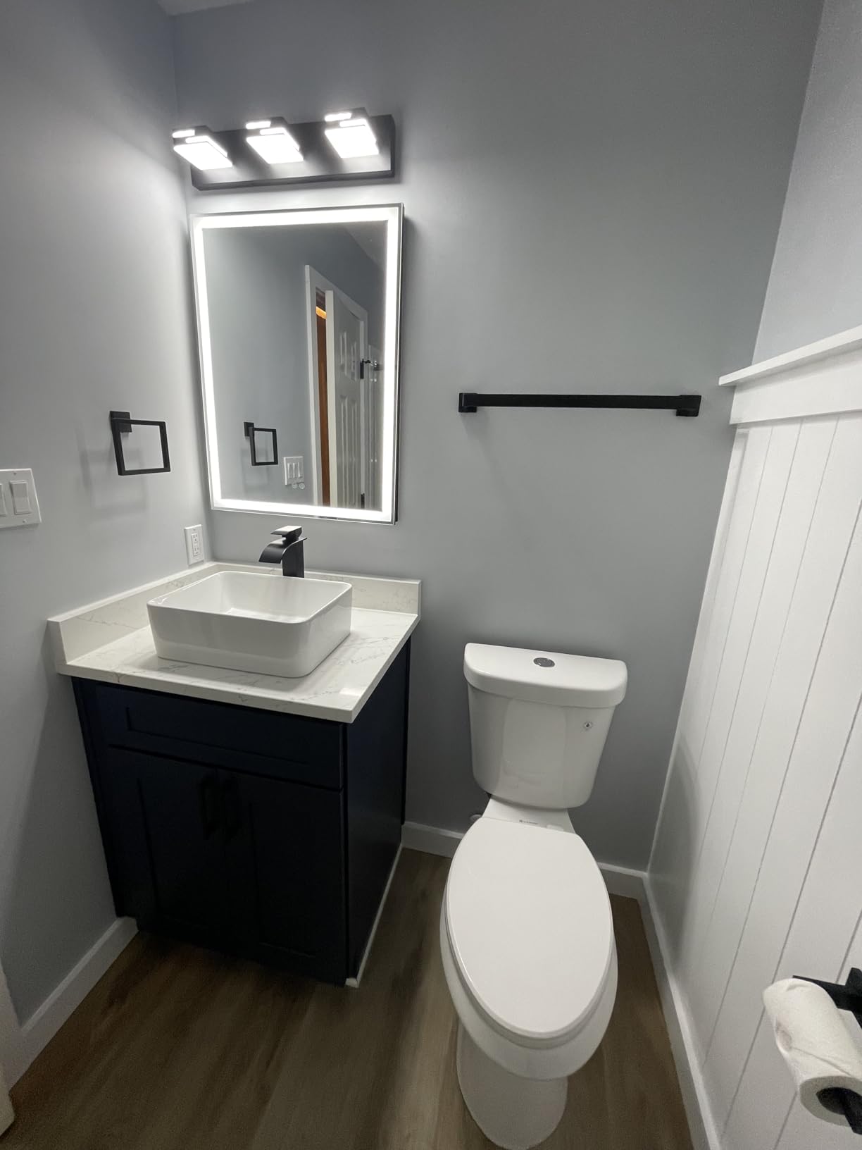 TETOTE 16 x 24 Lighted Bathroom Medicine Cabinet with Adjustable Shelves, Silver Aluminum Cabinet, Anti-Fog Stepless Dimmable 3 Colors White/Warm/Natural, Easy to Install (Wall Mount/Recessed) customer photo 2