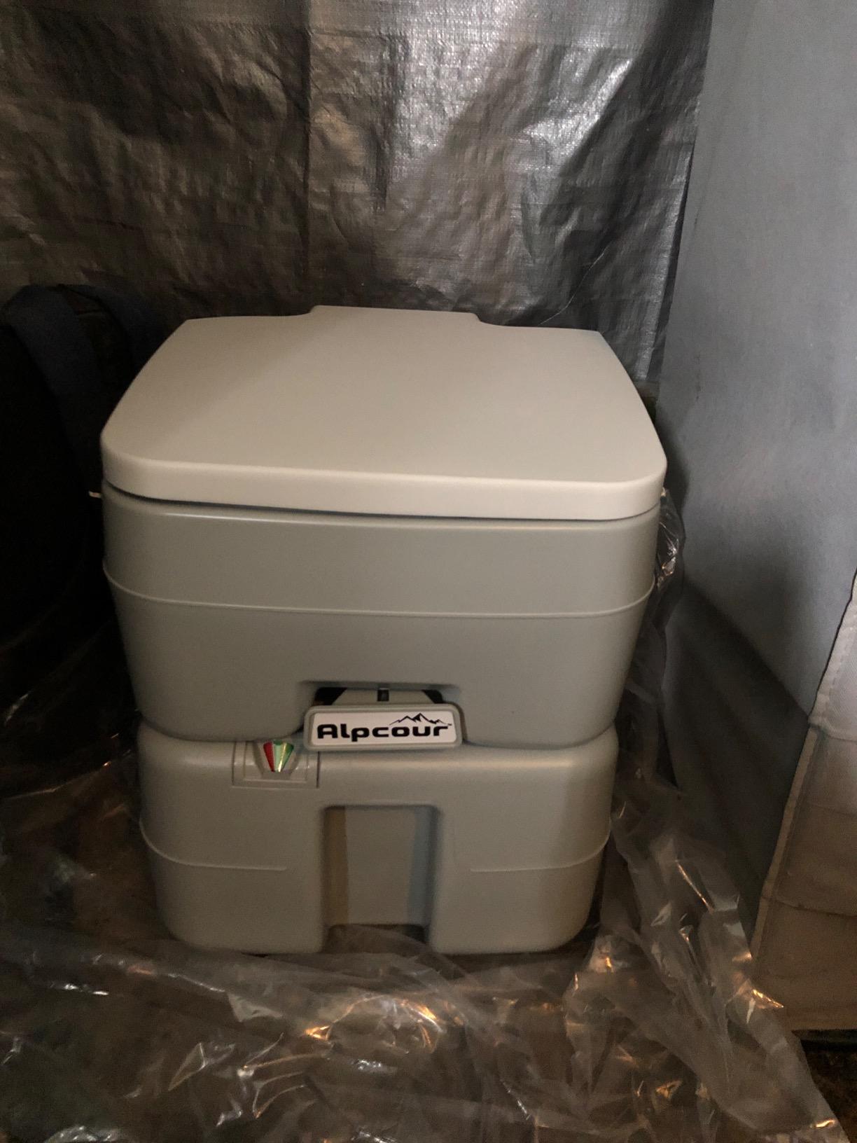 Alpcour Portable Toilet - Compact Indoor & Outdoor Commode w/Travel Bag for Camping, RV, Boat - Piston Pump Flush, 6 Gallon Waste Tank, Built-In Pour Spout & Washing Sprayer for Easy Cleaning customer photo 1