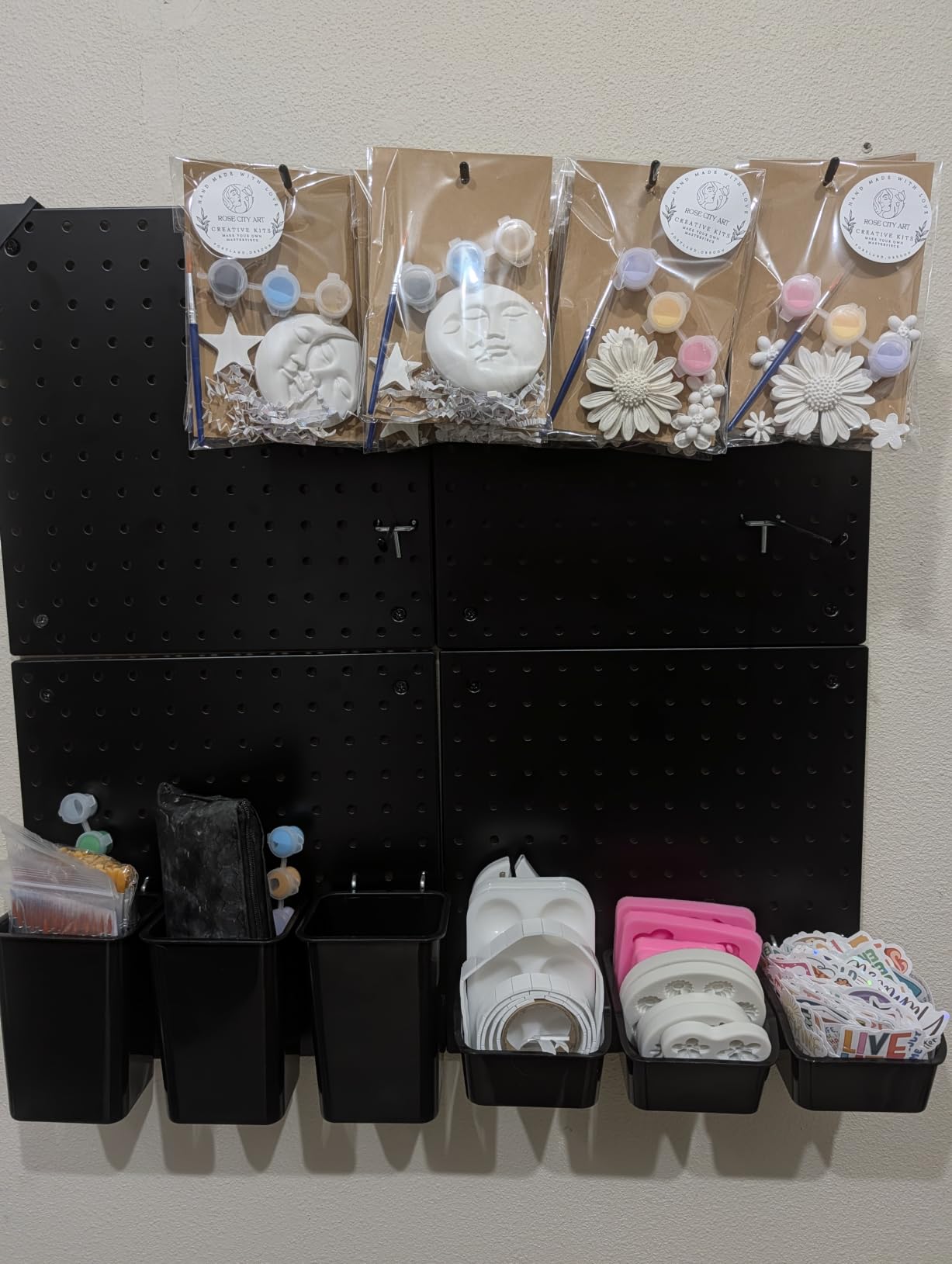 Peg Board Kit, Includes Pegboard and Accessories, with Hooks and Bins, Peg Board Wall Organizer (66, Black) customer photo 1