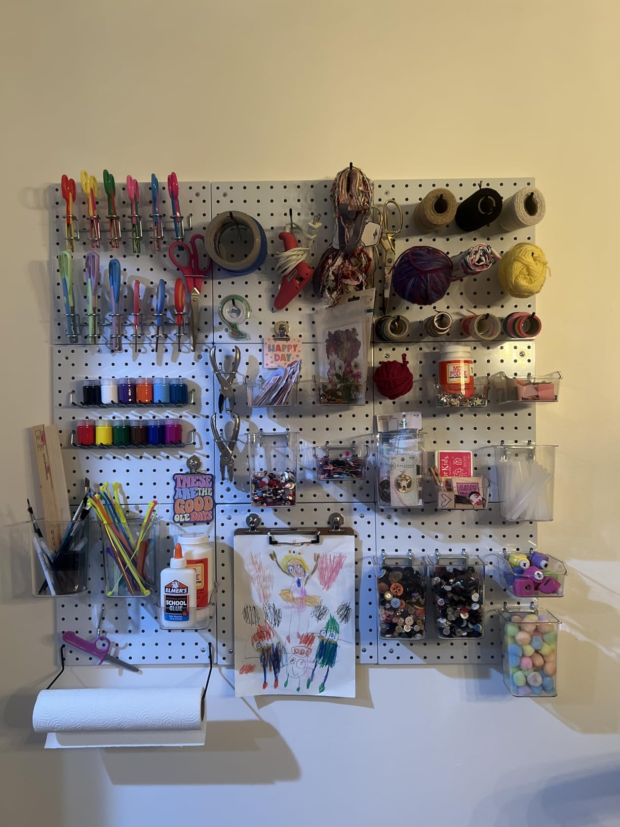 Peg Board Kit, Includes Pegboard and Accessories, with Hooks and Bins, Peg Board Wall Organizer (66, Black) customer photo 2