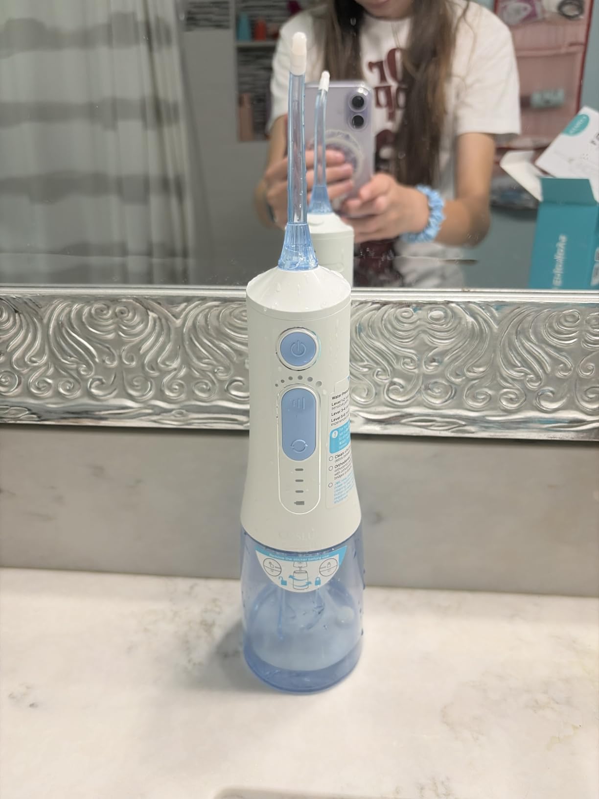 COSLUS ADA Accepted C51 Portable Water Flosser for Teeth: 3 Modes & 6 Pressure Settings with Jet Mode Water Dental Pick for Orthodontic, Braces, Sensitive Gums, Compact for Travel, for Multiple Users customer photo 1