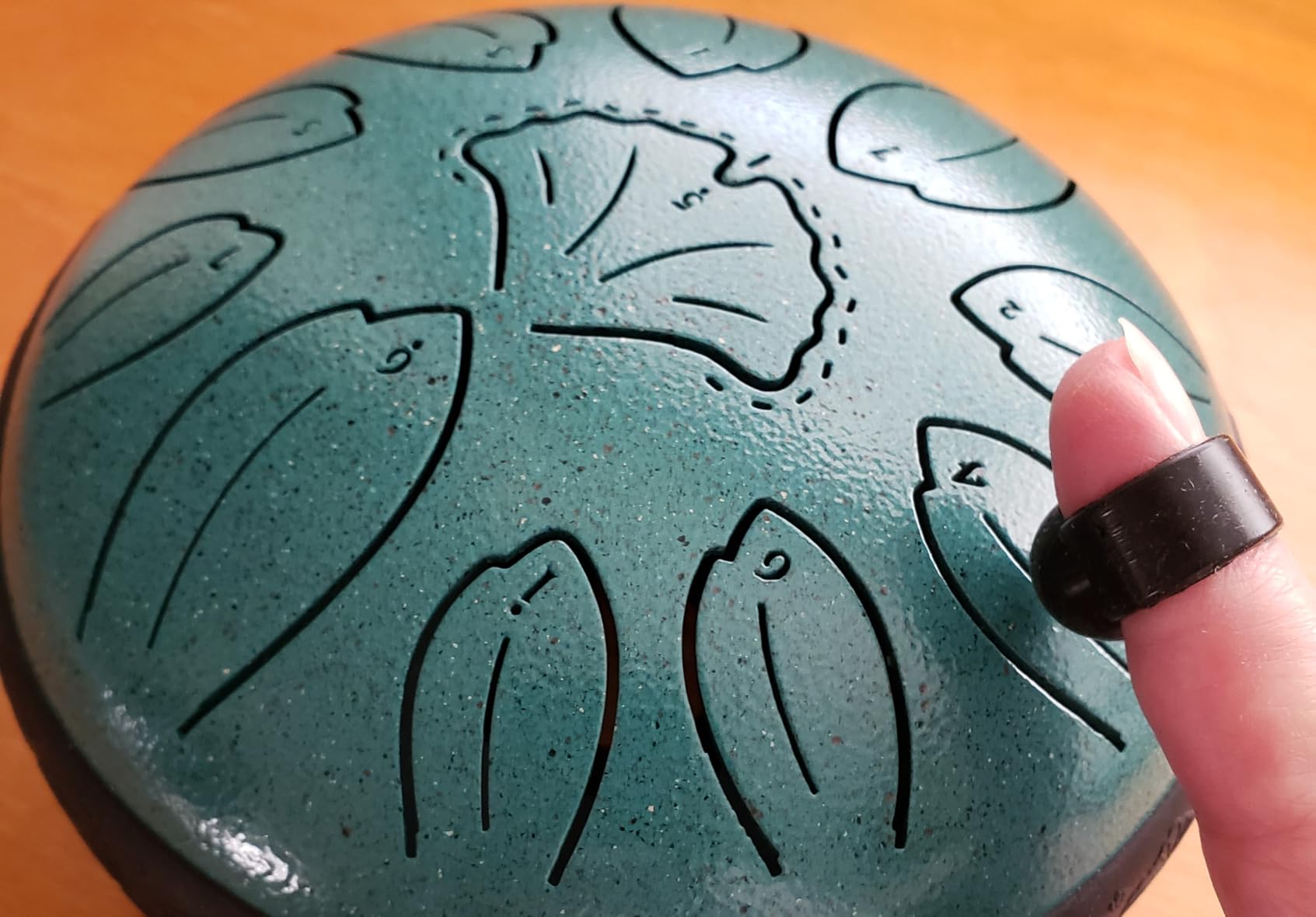 Steel Tongue Drum 6 Inch 11 Notes Musical Instrument Rain Drum Style Gift | Adults & Beginners Percussion for Music Education, Calming, Relaxation, Meditation (Malachite) customer photo 2