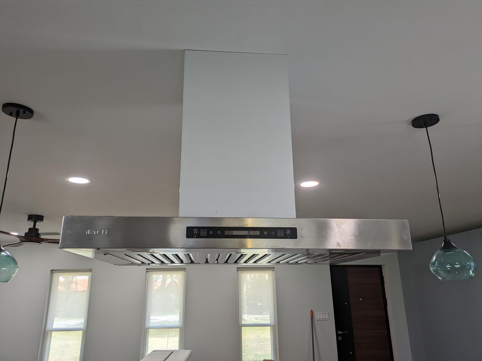 VIKIO HOME Island Range Hood 1200 CFM, 30 Inch Stainless Steel Ducted Island Mount Range Hood, Gesture Sensing & Touch Control, 3-Speed Fan, Dual-Sided Control, Low Noise, 4 LED Lights customer photo 1