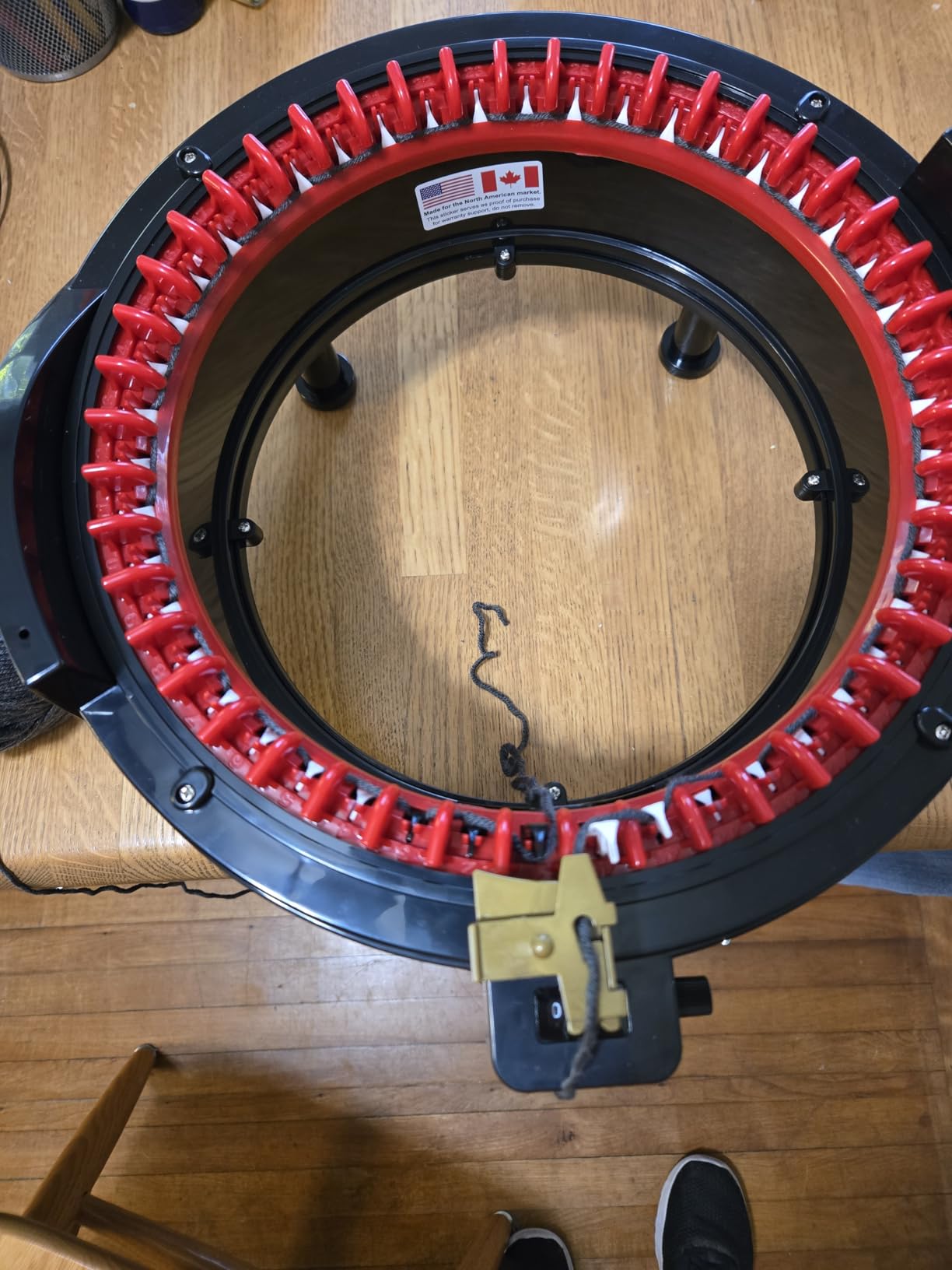Addi Express King Size Knitting Machine Set, 46 Needles Circular Loom with Hand Crank, Row Counter, Maker's Mercantile Yarn Cake (Color May Vary), and Hat Pattern customer photo 2