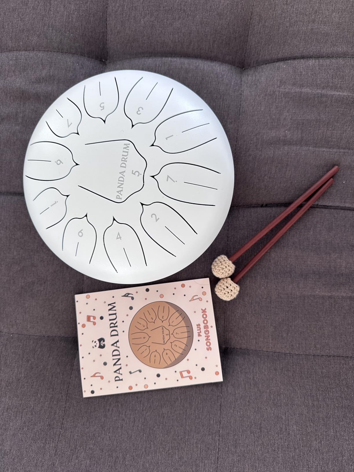 Panda Drum Plus (Sandstone) Steel Tongue Drum 11 Inch with Music Book, Mallets, Carrying Bag & Finger Picks, 432 Hz Rain Drum, Calming Handpan for Adults customer photo 1