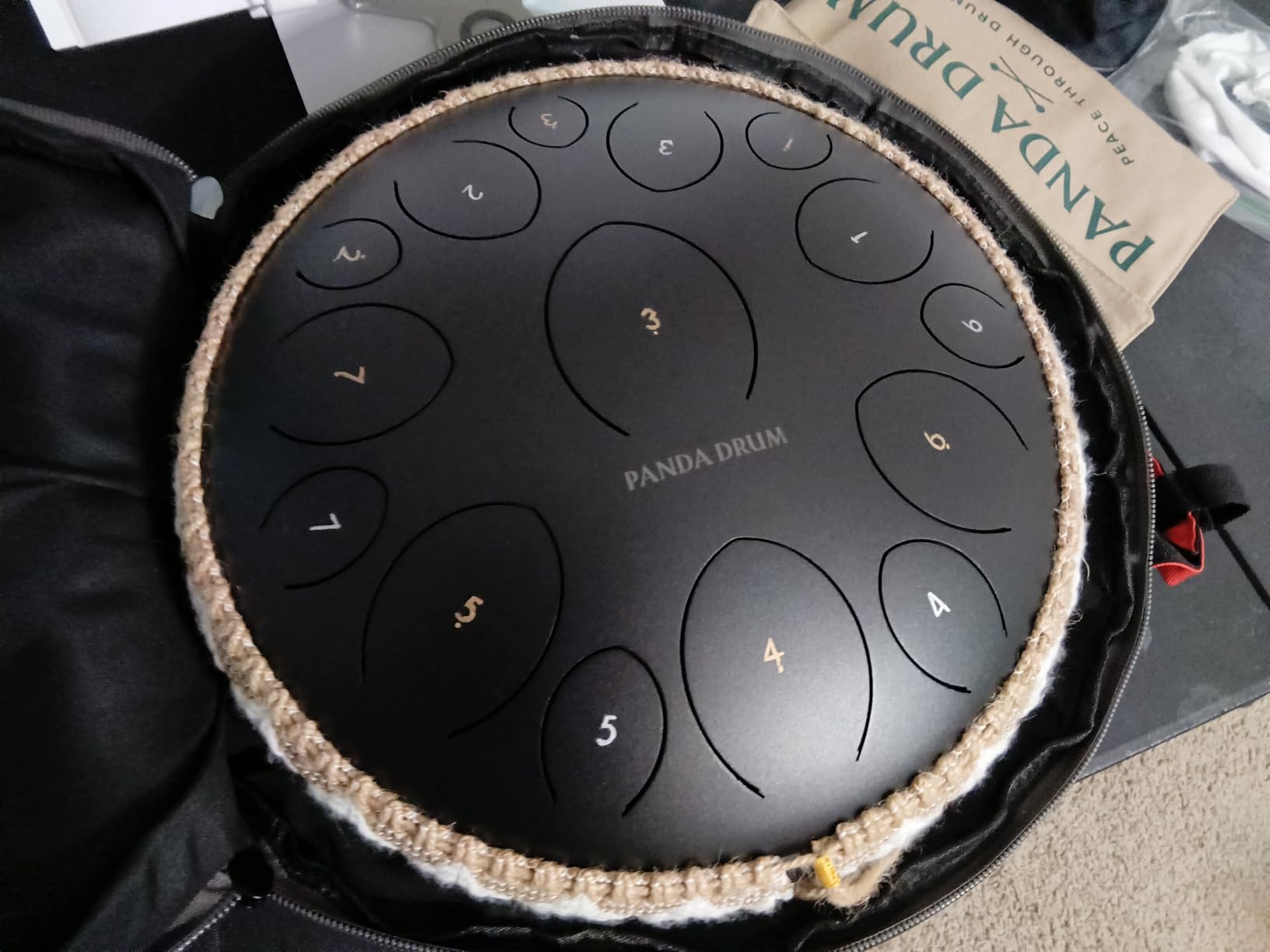 Panda Drum Pro (White) | Steel Tongue Drum for Inside & Outside | 15 Inch | with Music Book, Mallets, Carrying Bag & Finger Picks | 432 Hz Rain Drum | Calming Musical Instrument for Adults & Kids customer photo 2