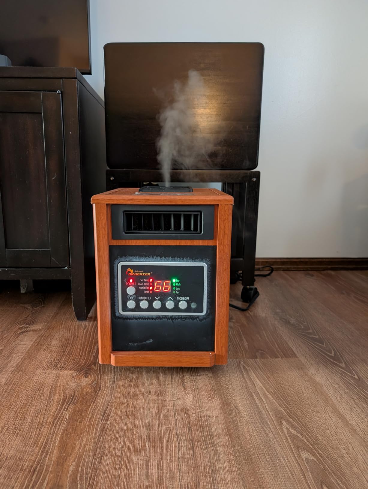 DR. Infrared Heater DR-123 Indoor Portable Space Heater with Remote Control, 1500W Dual Heating, 4 Wheels for Mobility, Programmable Timer, Thermostat, Ultra Quiet, Coffee customer photo 1