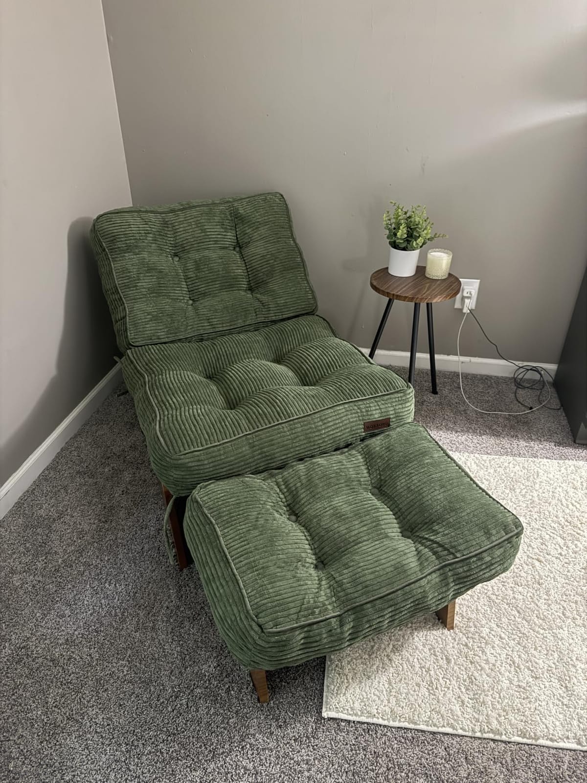 MAXYOYO Accent Chair with Ottoman, Lounge Chair with Adjustable Backrest | Tufted Living Room Chair Upholstered Lounge Chair with Footrest Set, Modern Chair for Reading Room, Green customer photo 2