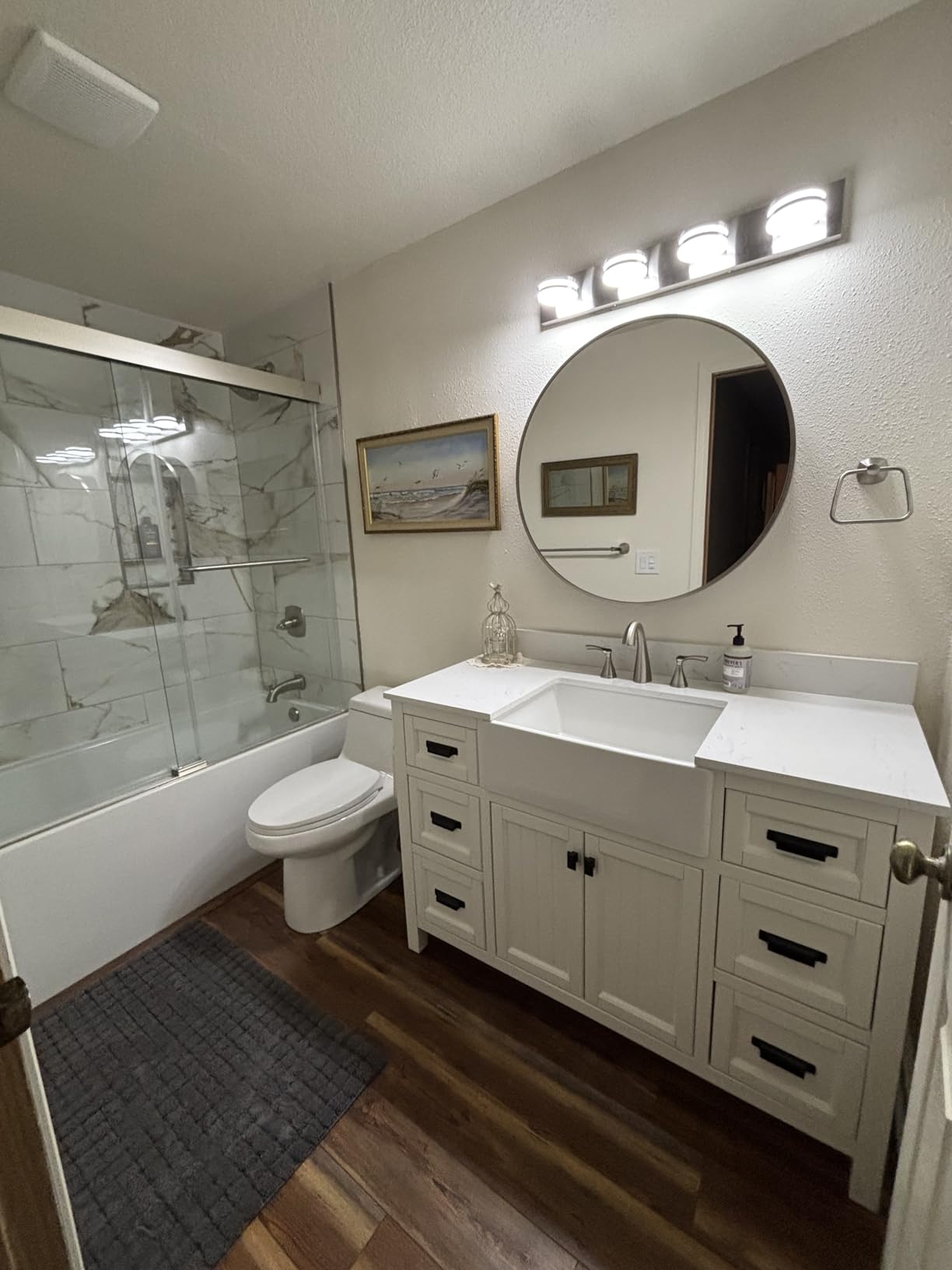 60 Inch Bathroom Vanity Double Sink, Fully Assembled Solid Wood Frame Double Sink Bathroom Vanity with Soft Closing Doors & Full Extension Dovetail Drawers, Quartz Top, Steel Blue customer photo 2
