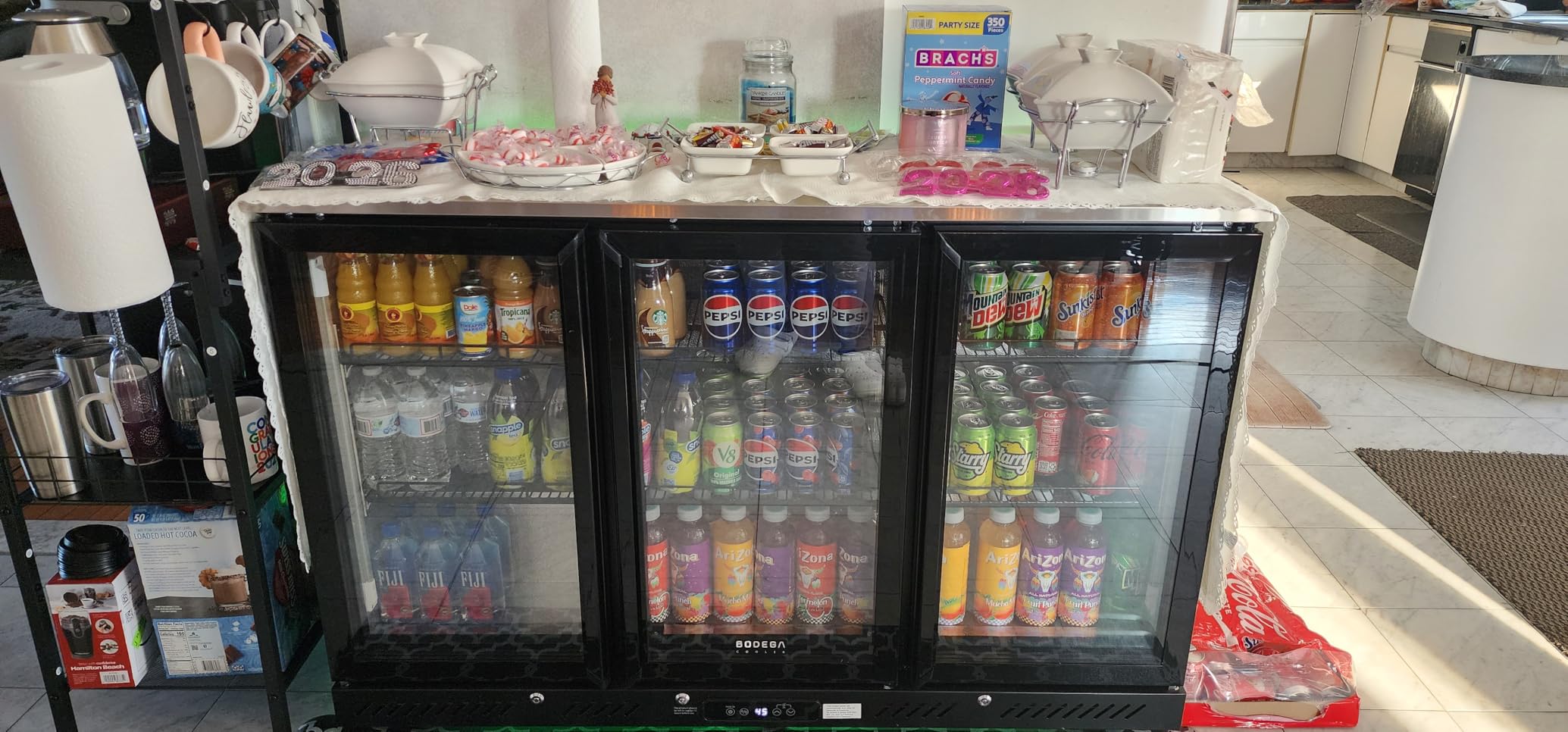 BODEGACOOLER Back Bar Cooler with 2 Glass Doors, 7.7 Cu.ft Commercial Bar Beverage Refrigerator Under Counter LED Lighting for Soda Drinks, Beer, Wine with Stainless Steel Top, DOE Approved, 4 Casters customer photo 2