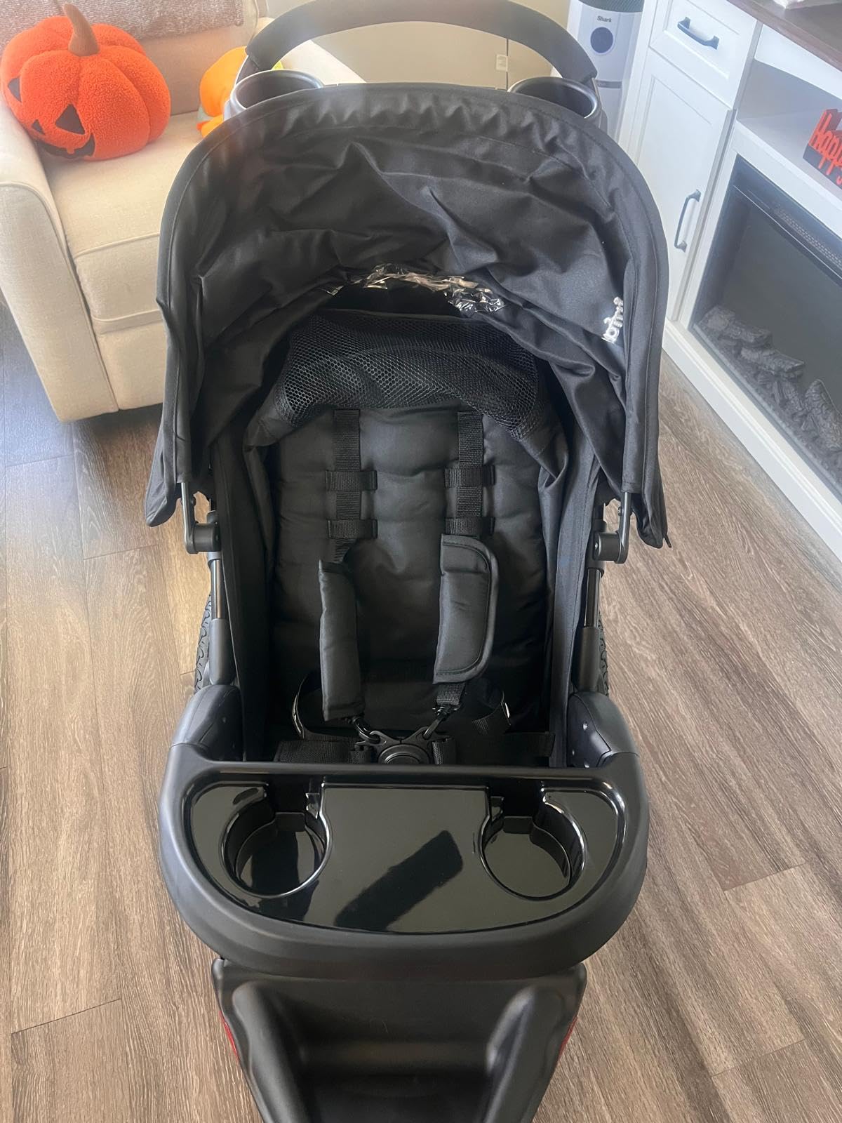 INFANS Jogging Stroller, Foldable Jogger with Air-Filled Tires Shock Absorbing Suspension Adjustable Backrest, Baby Running Strollers customer photo 2
