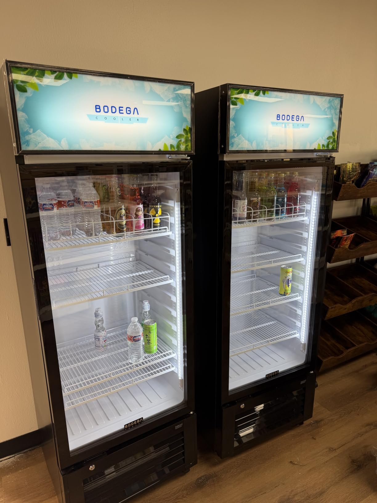 BODEGA 11.3Cu.Ft Commercial Beverage Fridge with Customizable LED Lightbox | 300 Cans & 160 Bottles Beverage Cooler Merchandiser, Auto Defog Insulated Glass Door, Dual Led Control for Bar, Shop & Store customer photo 1