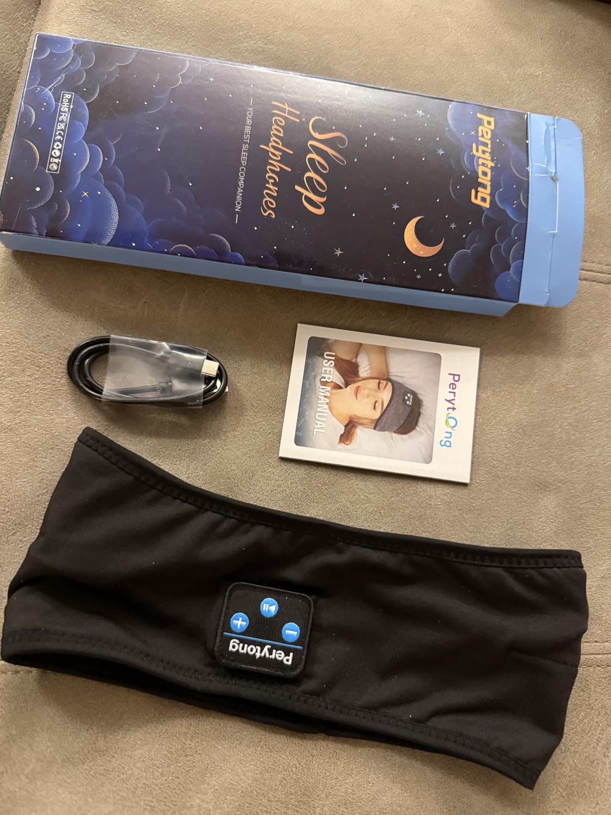 Perytong Sleep Headphones Bluetooth 5.4 Headband, Wireless Sleep Headphones with Ultra-Thin HD Stereo Speakers for Side Sleepers customer photo 1