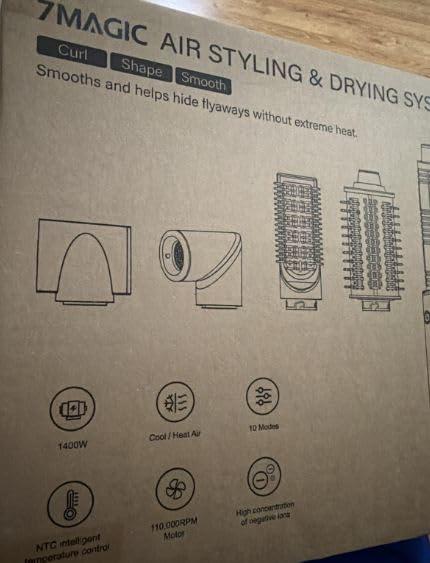 7MAGIC 7-in-1 Air Multi-Styler & Hair Dryer Brush with Auto-Wrap Curlers | 110,000 RPM High-Speed Blow Dryer with Negative Ions. Fast Drying, Curling, Volumizing & Straightening. Includes Travel Case. customer photo 1