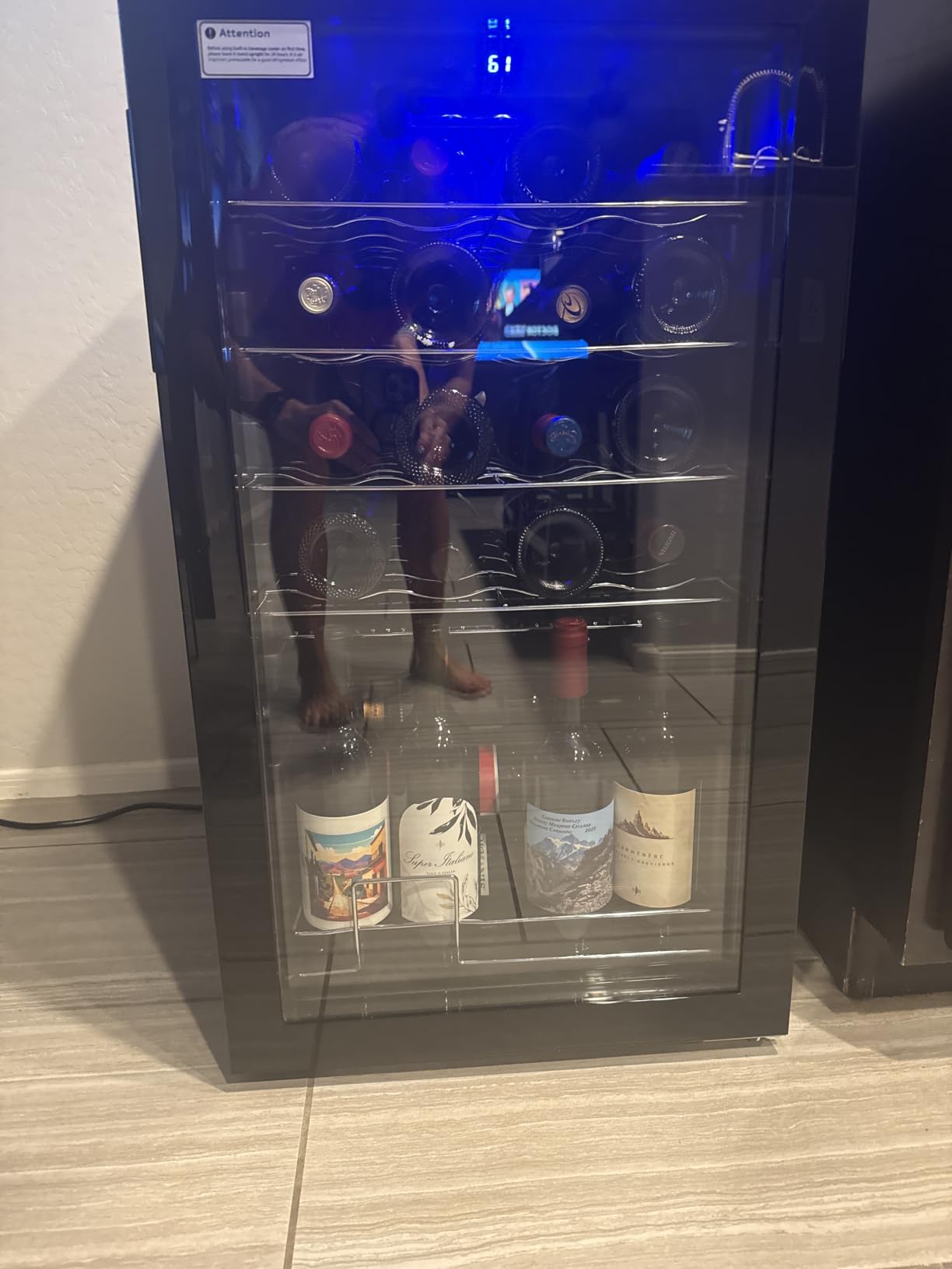 EUHOMY 25 bottle Wine Cooler Refrigerator, Wine Fridge Glass Door, Black | 3.2 Cu.ft, 41°F to 64°F, Compressor Cooling, Digital Temperature Control, Adjustable Shelves, Bar Kitchen, LED Light customer photo 1