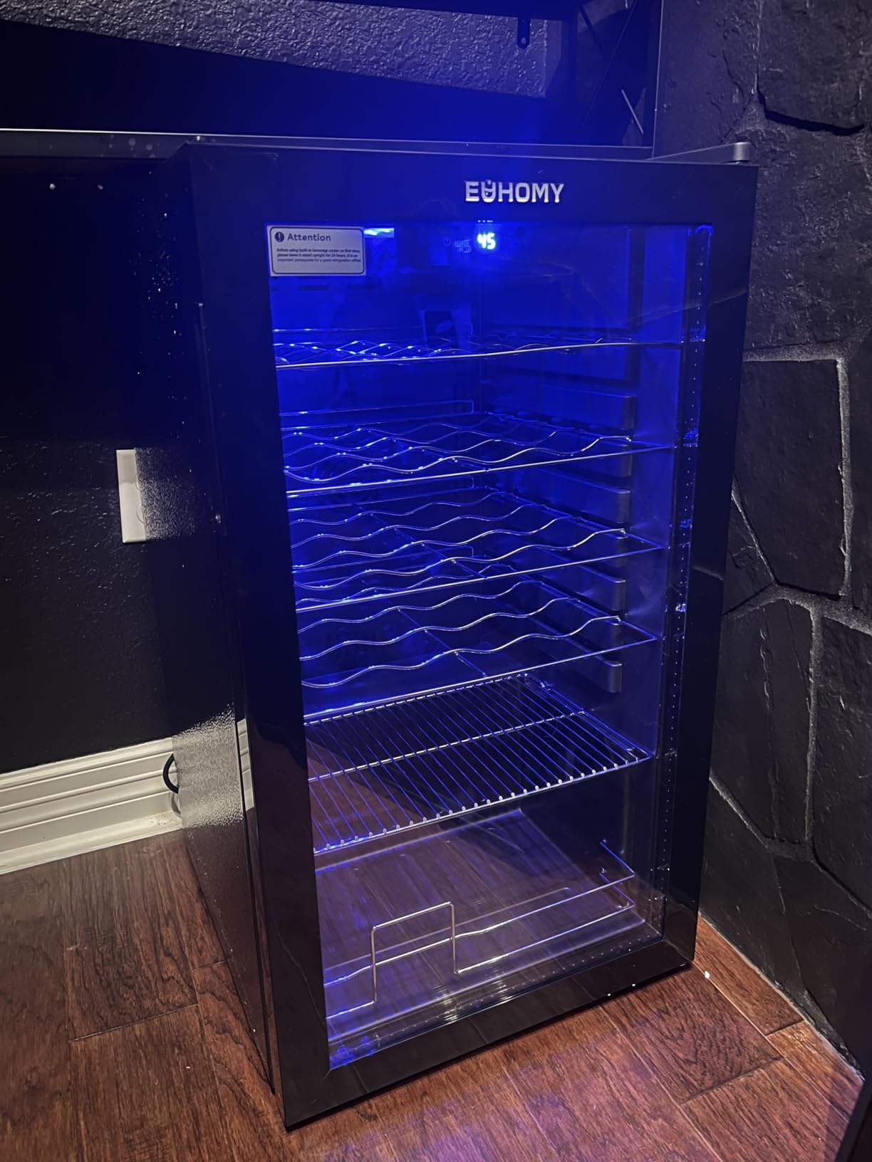 EUHOMY 25 bottle Wine Cooler Refrigerator, Wine Fridge Glass Door, Black | 3.2 Cu.ft, 41°F to 64°F, Compressor Cooling, Digital Temperature Control, Adjustable Shelves, Bar Kitchen, LED Light customer photo 2