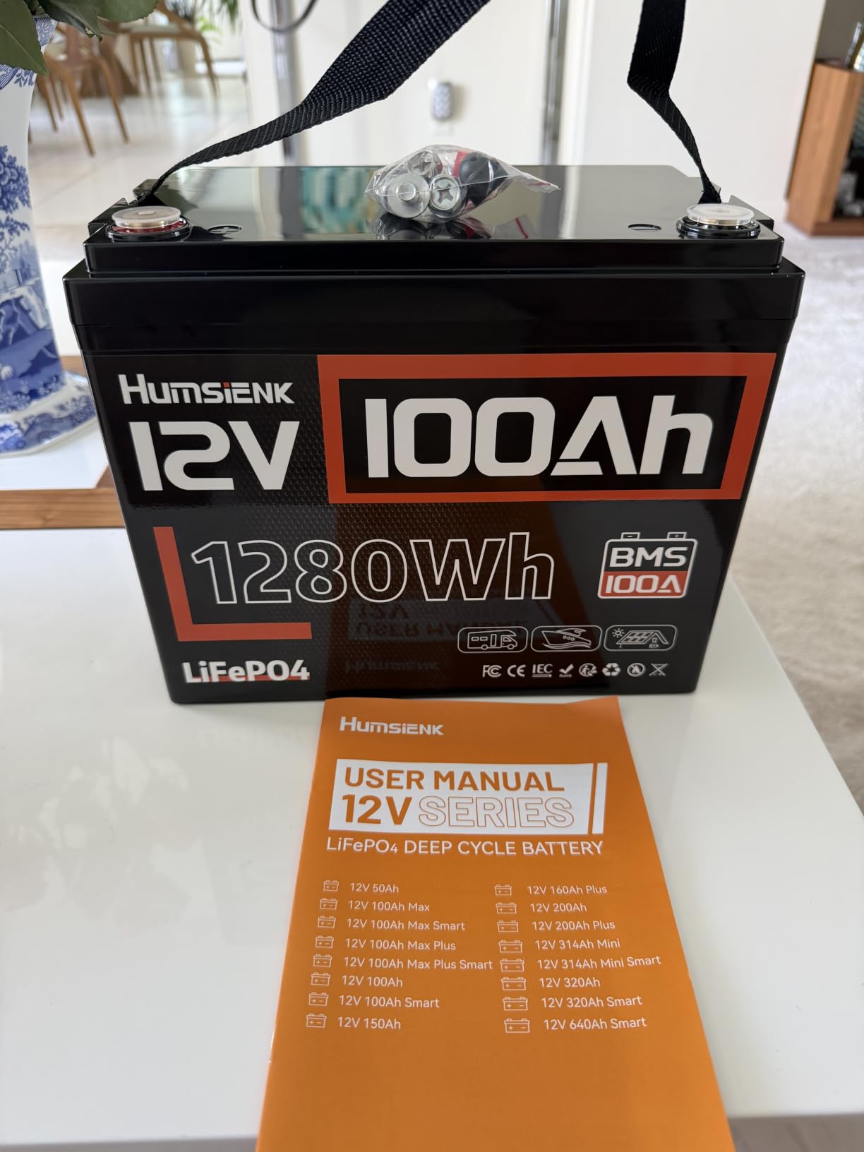 HumsiENK 12V 100Ah LiFePO4 Lithium Battery with Bluetooth (Group 24) 1280Wh | 15000+ Deep Cycles, Built-in 100A BMS & Low-Temp Protection, Energy for RV/Boat/Off-Grid/Home Backup, Lithium Iron Phosphate customer photo 1