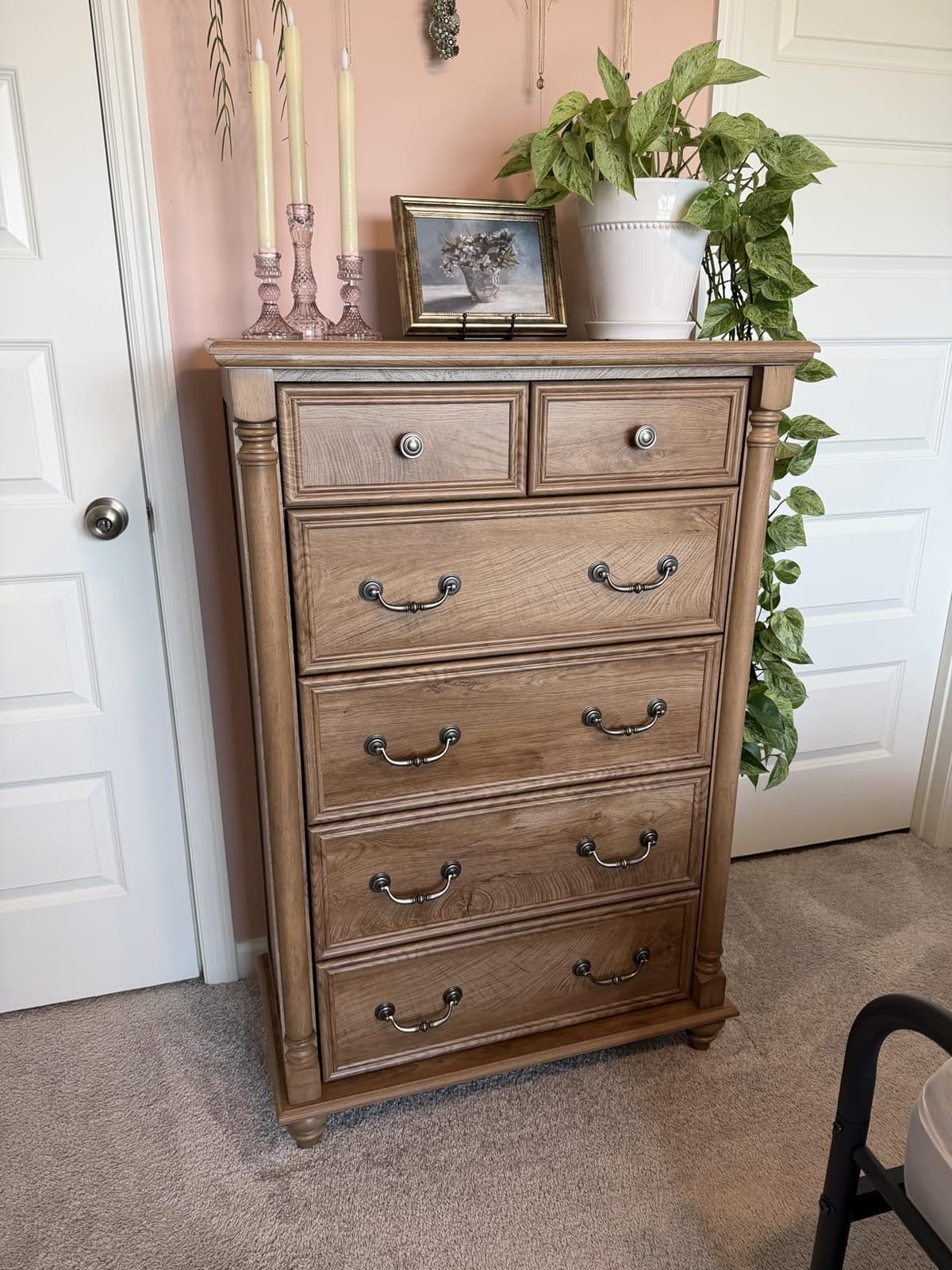 T4TREAM Farmhouse 7-Drawer Dresser with Solid Wood Feet, Light Tree Knot customer photo 2