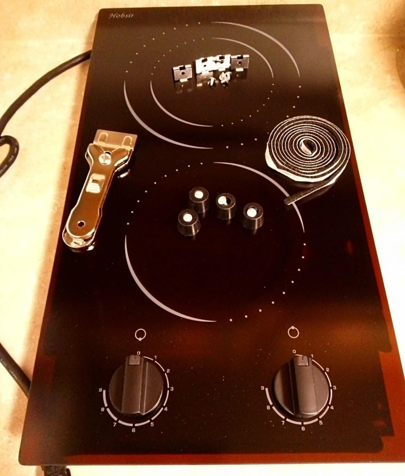 Hobsir 36 Inch Electric Cooktop with Downdraft Extractor, 4 Burners 7400W | 496 m³/h Ductless Downdraft Electric Cooktop, 9 Power Levels, Cook top with BBQ, Timer, Pause, Safety Lock, 240V customer photo 1