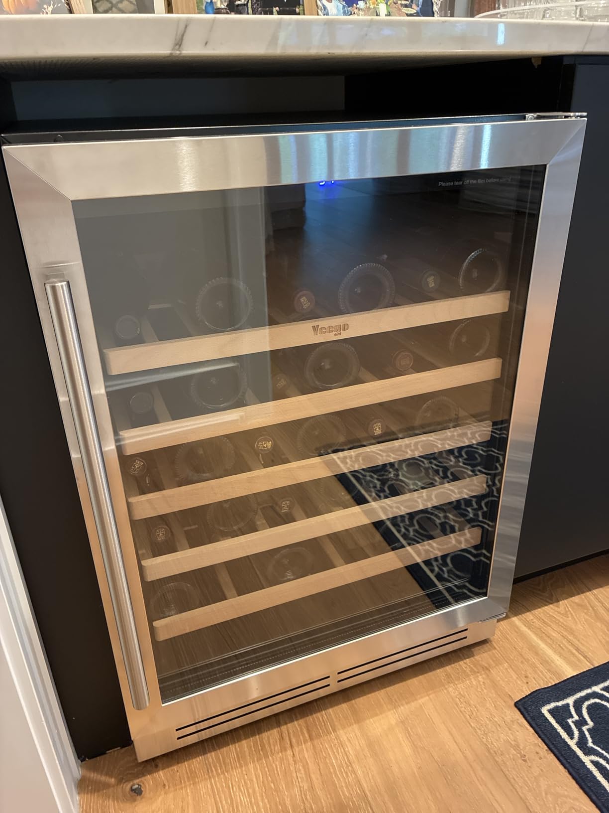 Yeego 24 Inch Dual Zone Wine Fridge with 52 Bottle | Built-In or Freestanding Wine Cooler Refrigerator with Glass Door | 40-65°F, Adjustable Shelves for Home Bar Kitchen Office customer photo 2