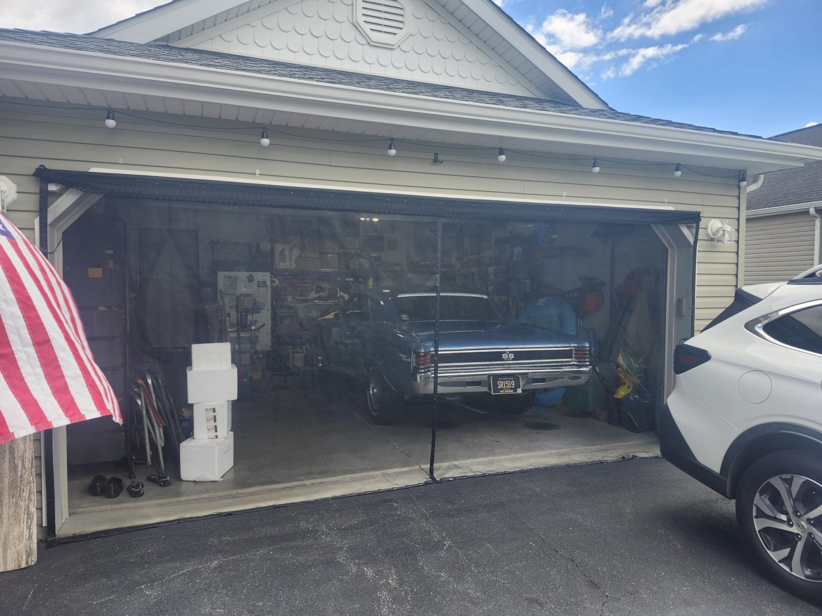 Sliding Garage Door Screen with Track, Magnetic Closure Fiberglass Mesh for 2-Car Garage, Heavy Duty Retractable Screen for Patio French Door, 16x7ft customer photo 1