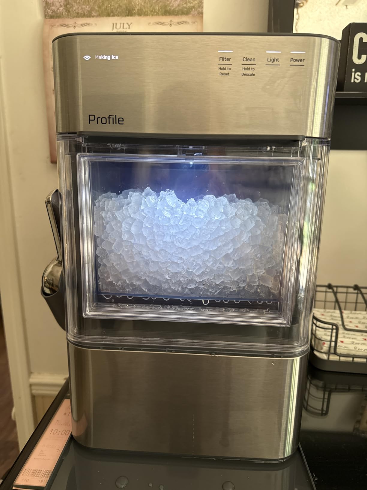 GE Profile Opal Ultra, Countertop Nugget Ice Maker, 1 Gal XL Side Tank, Amazon Exclusive, 38 lbs/Day, Pebble Pellet Crushed Ice Machine, WiFi Chocolate Quartz customer photo 2