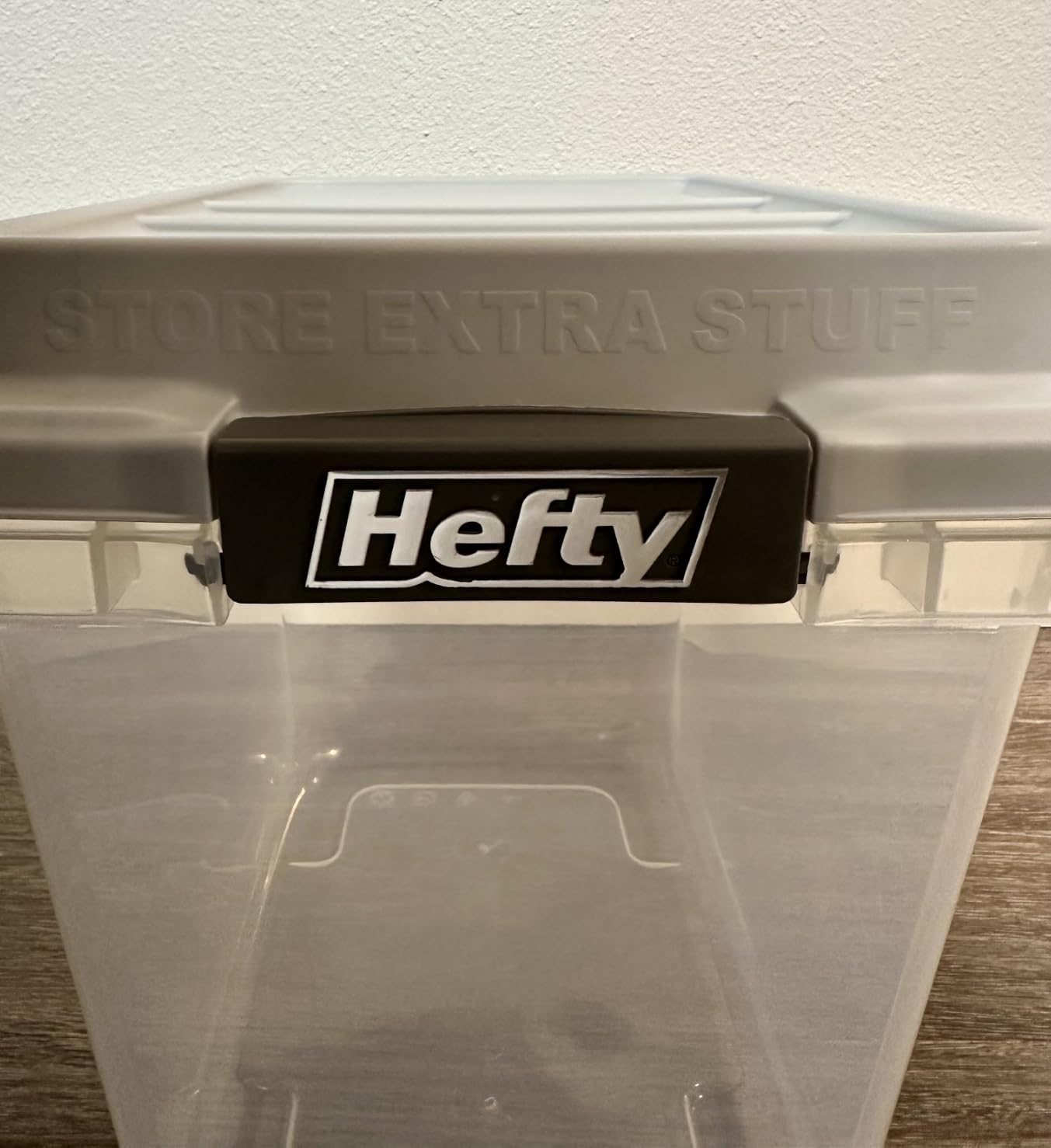Hefty 40 Qt Hi-Rise Storage Bin with Lid, Stackable Plastic Storage Container, Organizer for Home, Garage & Closet, 6 Pack, Gray customer photo 1