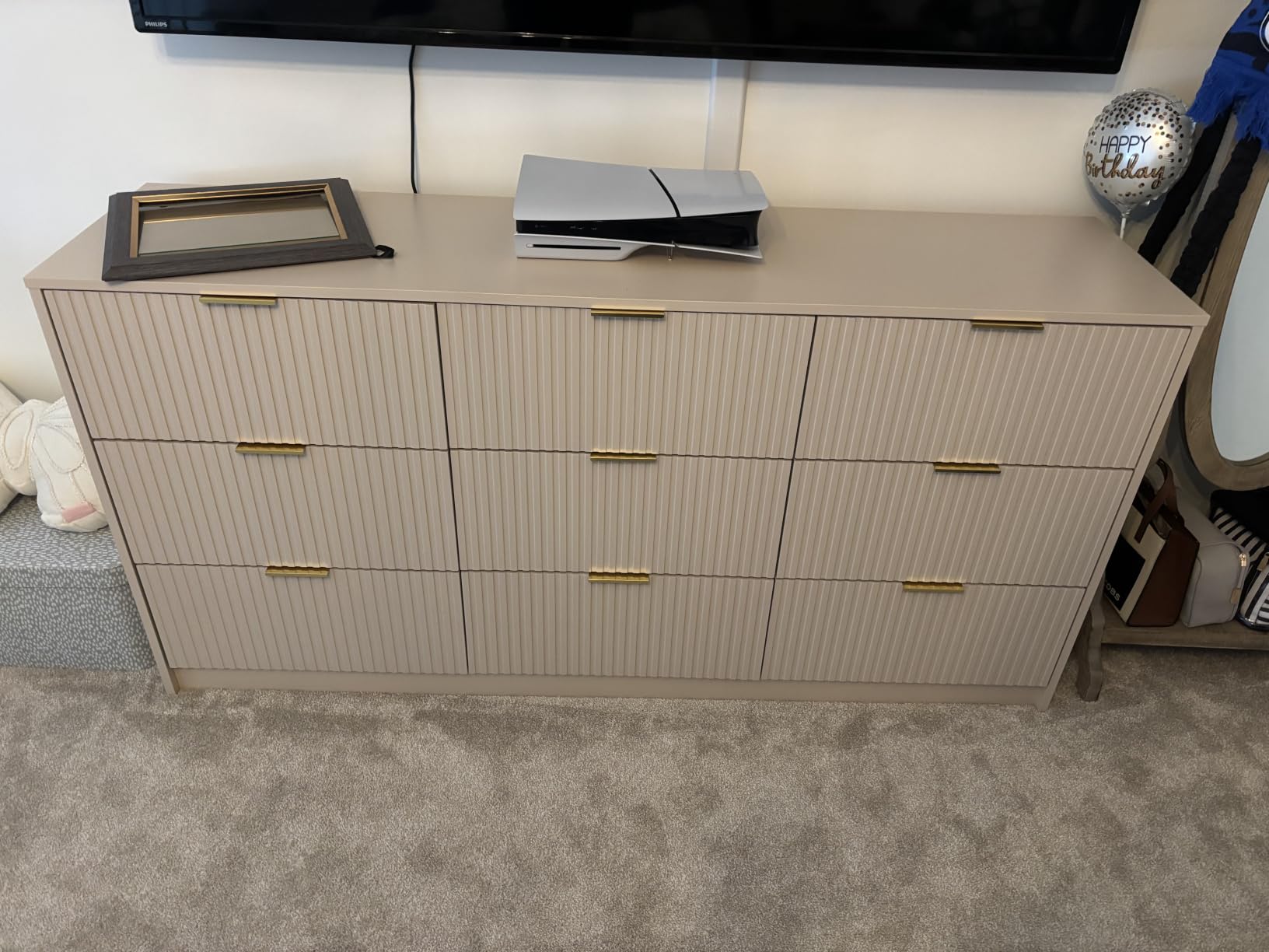 MAISONARIA Dresser for Bedroom, 8 Drawer Double Dresser, Modern Chest of Drawers for Bedroom, Living Room, Entryway and Closet, 55