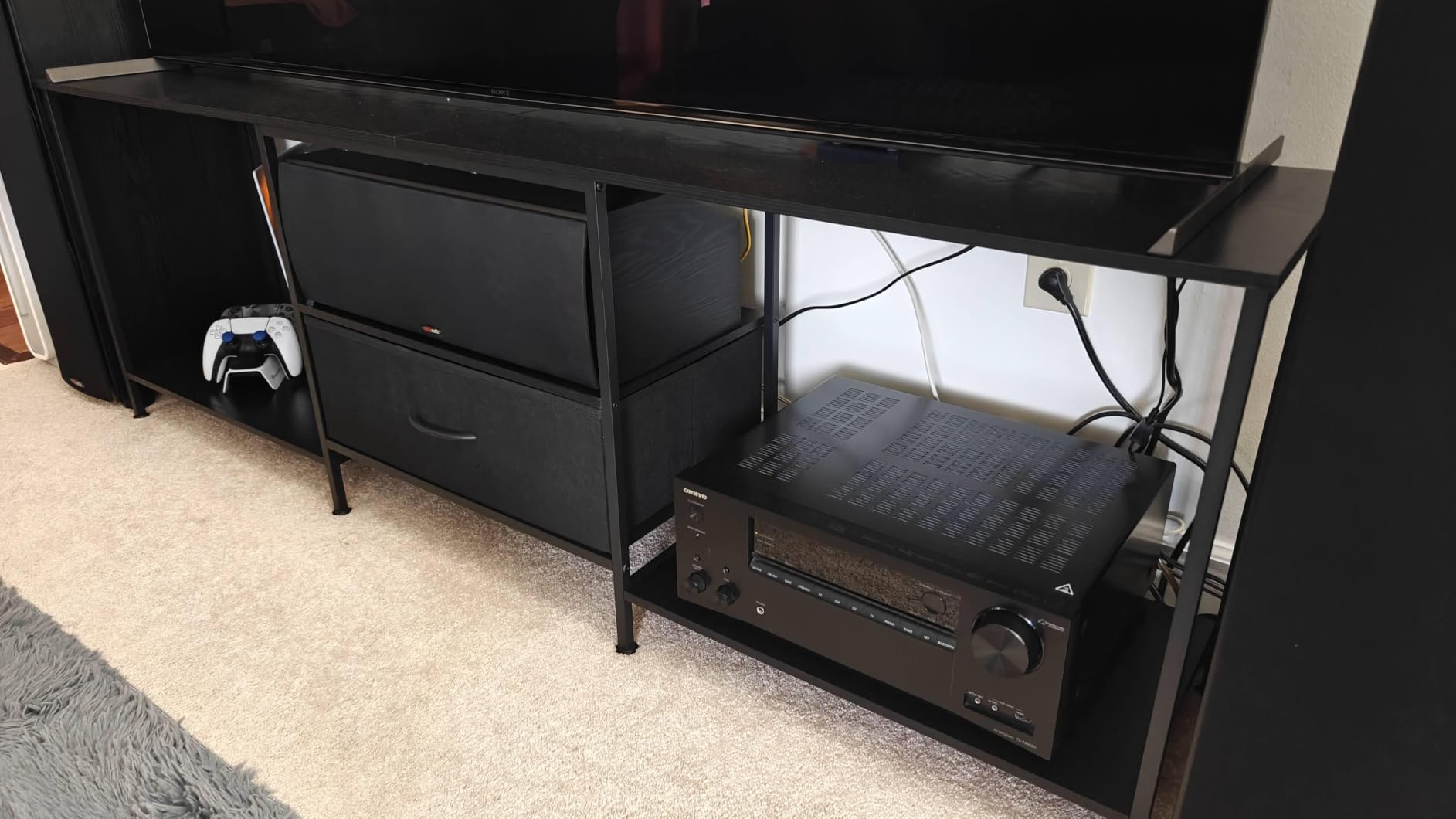 SONGMICS BELLAH Collection - TV Stand for TVs Up to 80 Inches, Media Console Table and Entertainment Center Unit for Living Room, with Shelves and Drawer, Steel, Industrial, Rustic Brown ULGS231K101S customer photo 1