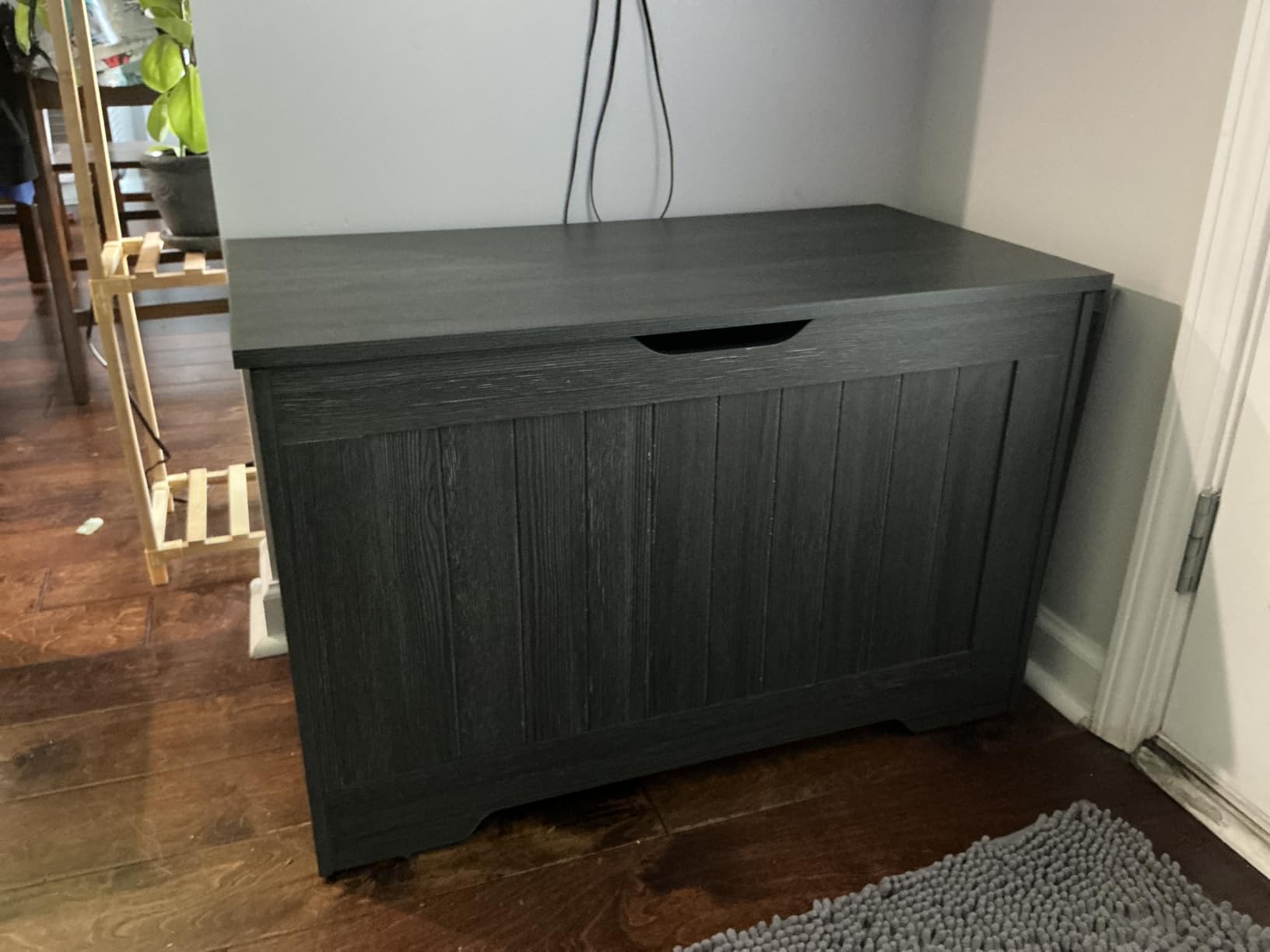VASAGLE Boho Storage Bench with Rattan Look, Rounded Corners | Blanket Chest and Trunk with Seat for Bedroom Entryway, Natural Brown, ELLAN Collection ULSB503KC01 customer photo 2