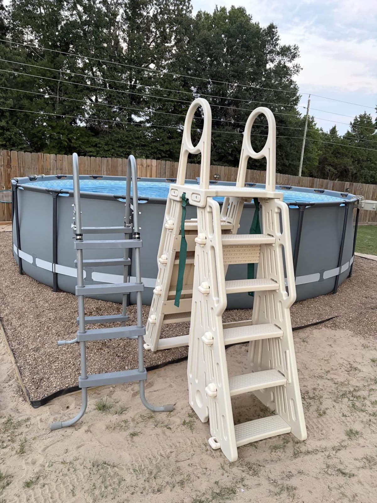 Pool Ladder Above Ground Swimming Safety A Frame Pool Ladder with Platform and Safety Barrier for 48-52 inches Pool customer photo 1