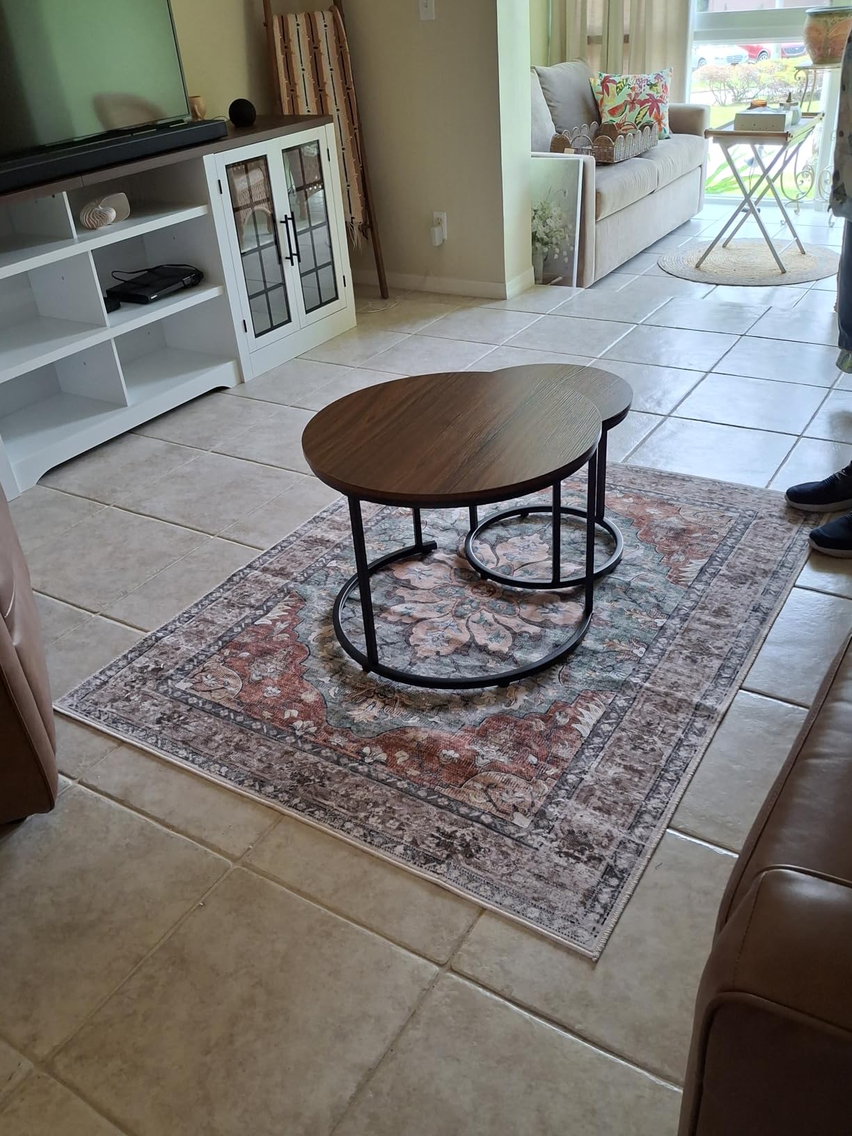 aboxoo Nesting Coffee Table Round Tables for Living Room, Faux Marble Round Accent Table with Gold Metal Frame, Modern Stackable End Table for Living Room Bedroom Small Space customer photo 2