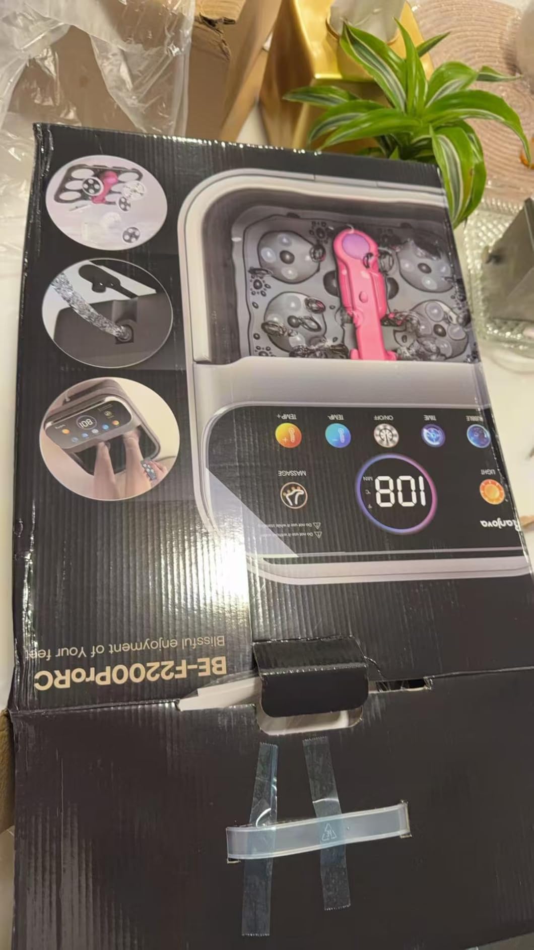 Ranjova Foot Spa Electric Rotary Massage with Heat, Bubble, Remote Control | Foot Bath Massager with Color Touchscreen, Adjustable Temp and 24 Motorized Shiatsu Massage Balls (Dark Grey) customer photo 2