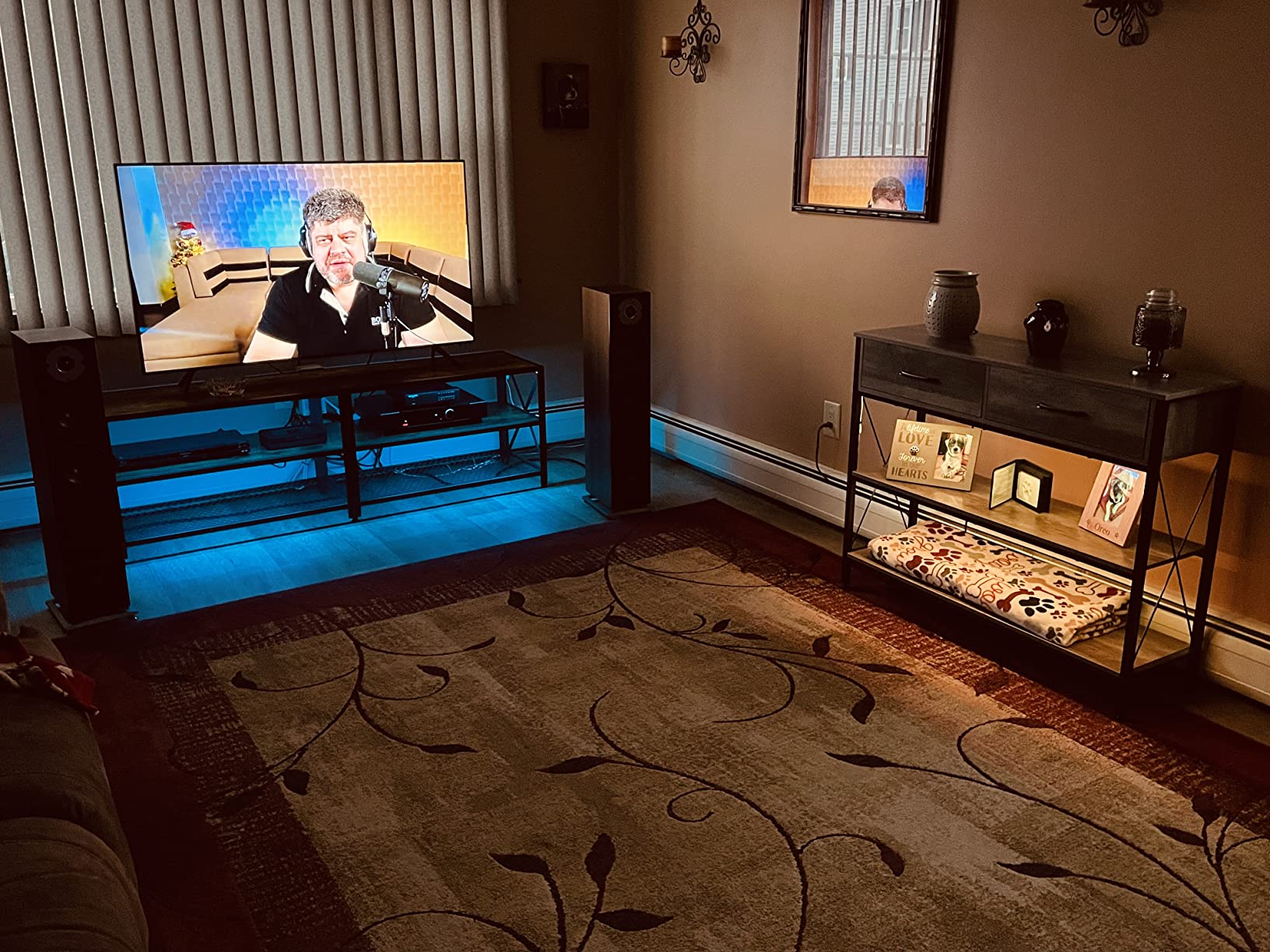 VASAGLE 70 Inch TV Stand, Mid Century Entertainment Center with Storage | Media Console Table for Living Room, TV table with Fluted Sliding Doors for 80'' TV, Walnut , MIRIANA Collection ULTV634K101 customer photo 1
