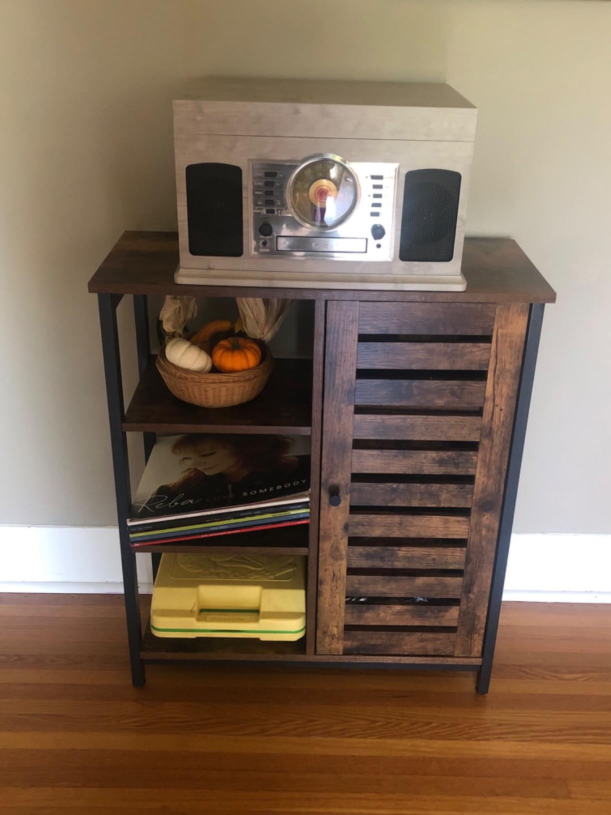 VASAGLE Siren Collection - Buffet Cabinet, Farmhouse Coffee Bar Cabinet with 2 Drawers, Adjustable Shelves, 4 Doors, Sideboard, 15.8 x 55.1 x 31.5 Inches, Taupe Brown ULSC541TA01S customer photo 2