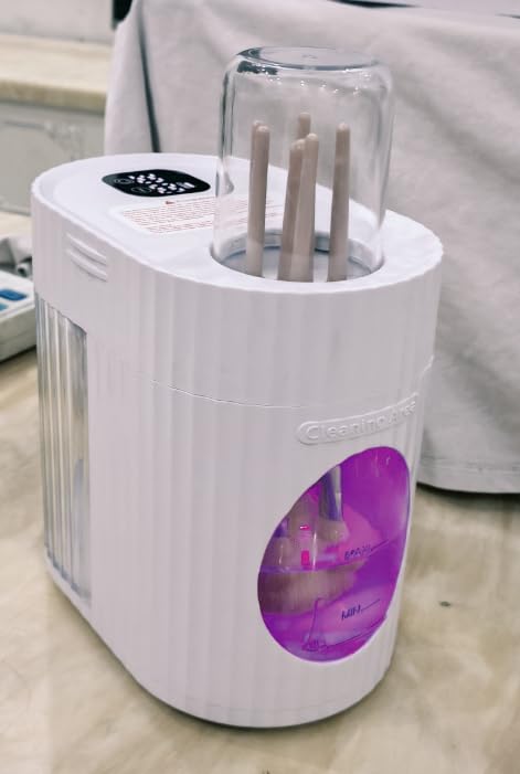 Electric Makeup Brush Cleaner Machine, 3 IN 1 Automatic Cleaner, Spin Dryer & Holder, Separate Wash and Dry Areas, Adjustable LCD Timer, Fits Most Daily Brushes, USB-C Powered, Gift for Makeup Lovers customer photo 2