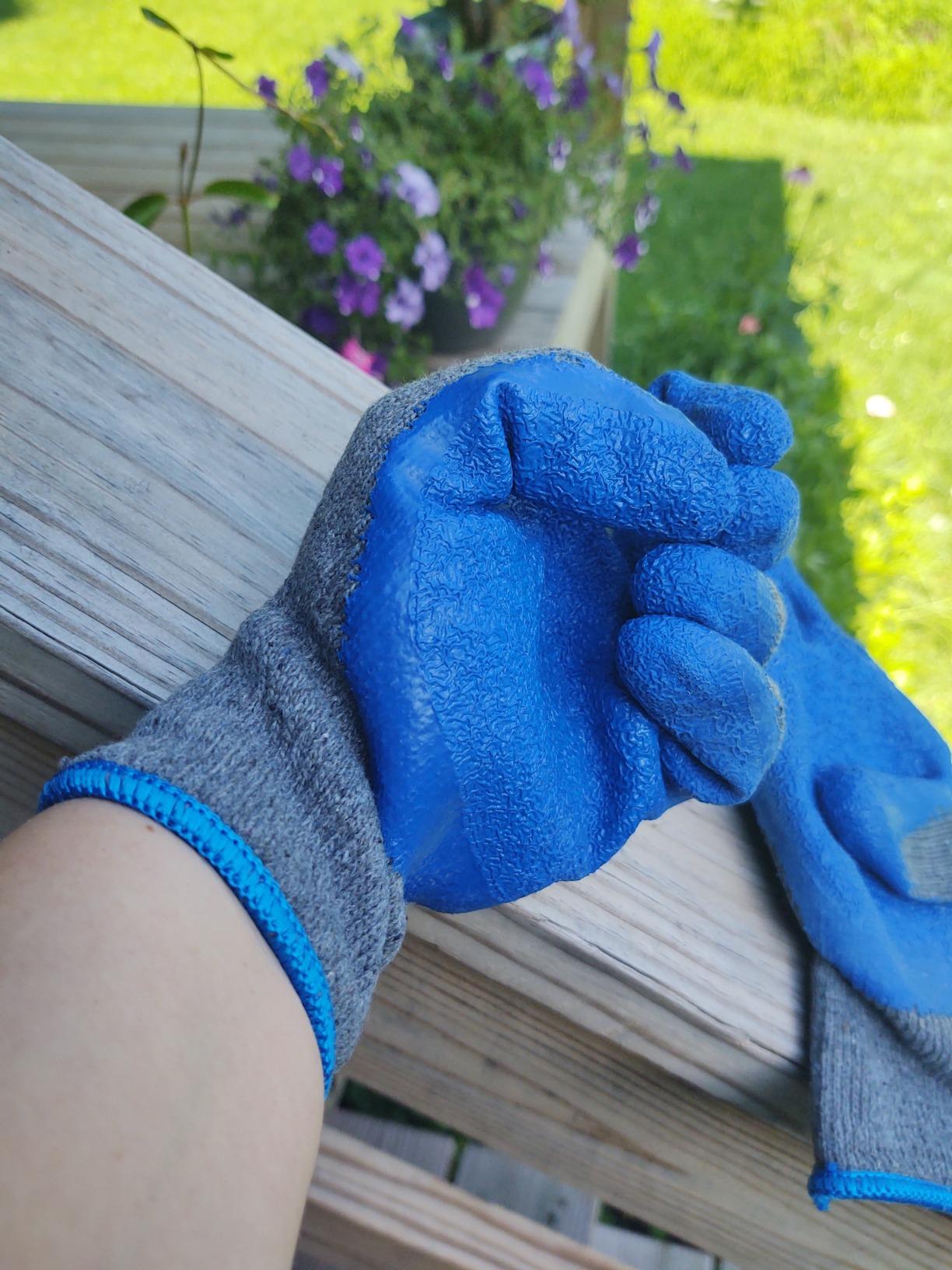 G & F Products - 3100L-DZ-Parent 12 Pairs Large Rubber Latex Double Coated Work Gloves for Construction, gardening gloves, heavy duty Cotton Blend Blue customer photo 1
