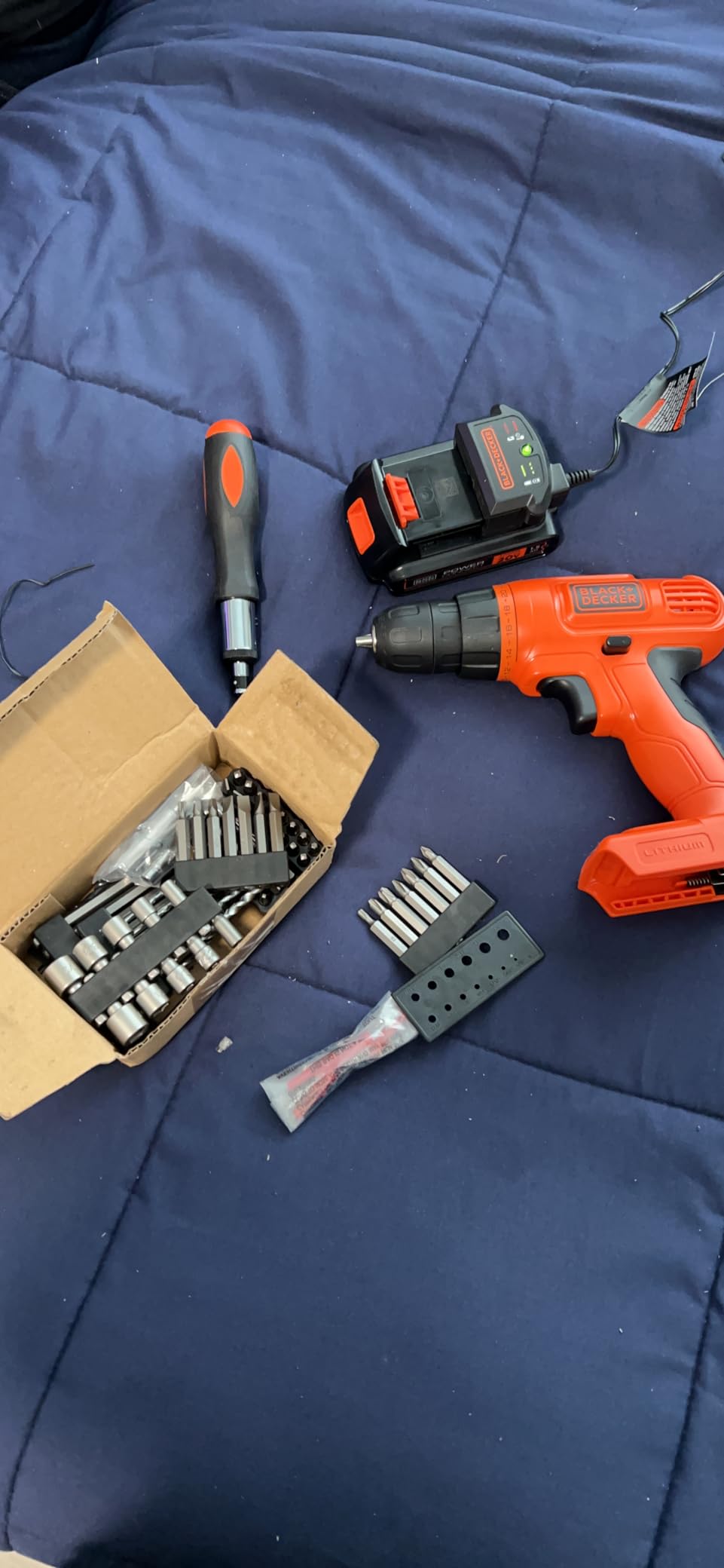 BLACK+DECKER 20V MAX* POWERCONNECT Cordless Drill Driver Kit with Drill Bit Set and Sockets, 100 pc. Tool Kit for Home, Battery and Charger Included, Orange (BDC120VA100) customer photo 1