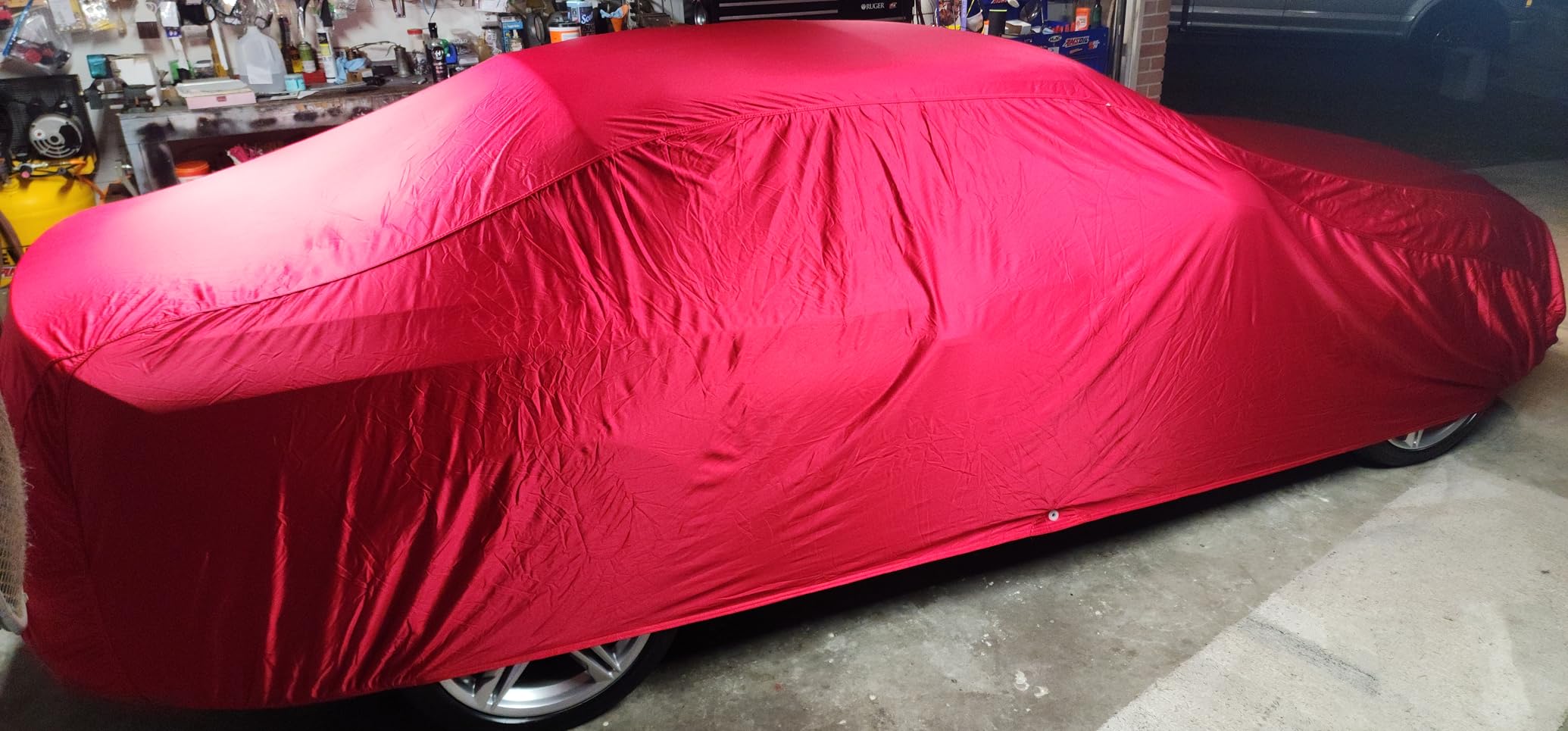 Budge Indoor Stretch Car Cover, Luxury Indoor Protection, Soft Inner Lining, Breathable, Dustproof, Car Cover fits Cars up to 157 inch, Gray customer photo 1
